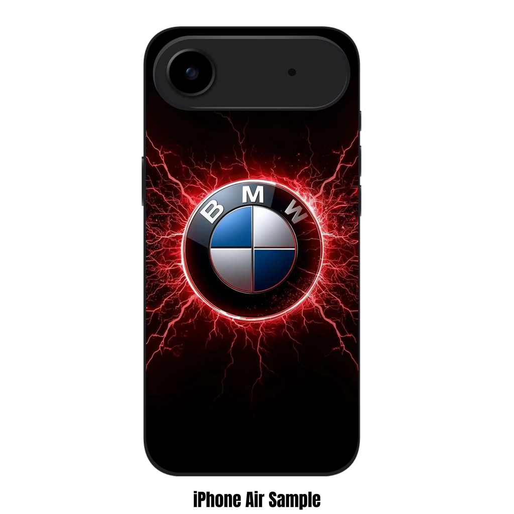 BMW Phone Case For iPhone Samsung Galaxy Pixel - BMW Logo And Glowing Red Electricity On Black Background
