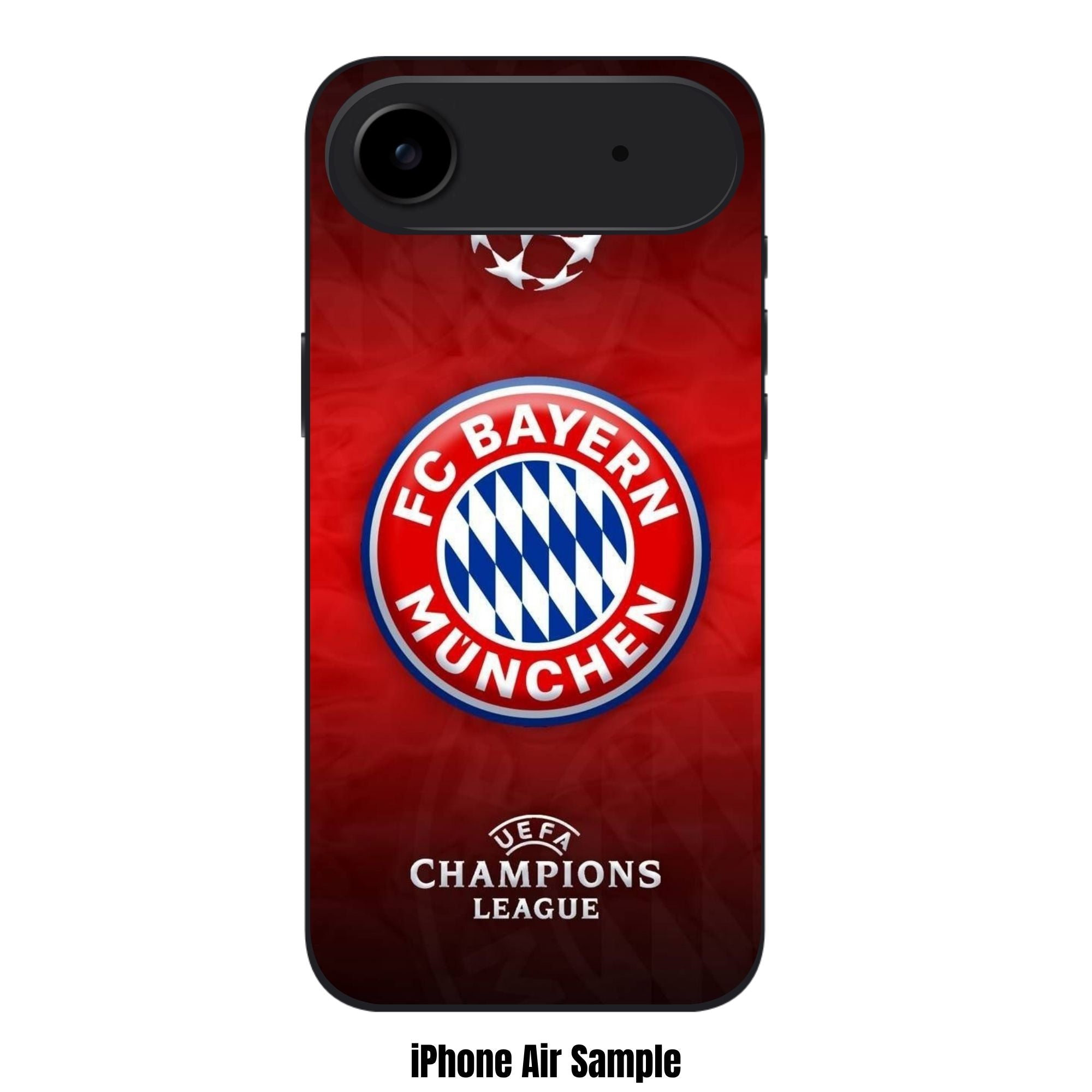 FC Bayern Munich Phone Case For iPhone Samsung Galaxy Pixel - 3D FC Bayern Munich Logo With UEFA Champions League Starball On Red Background