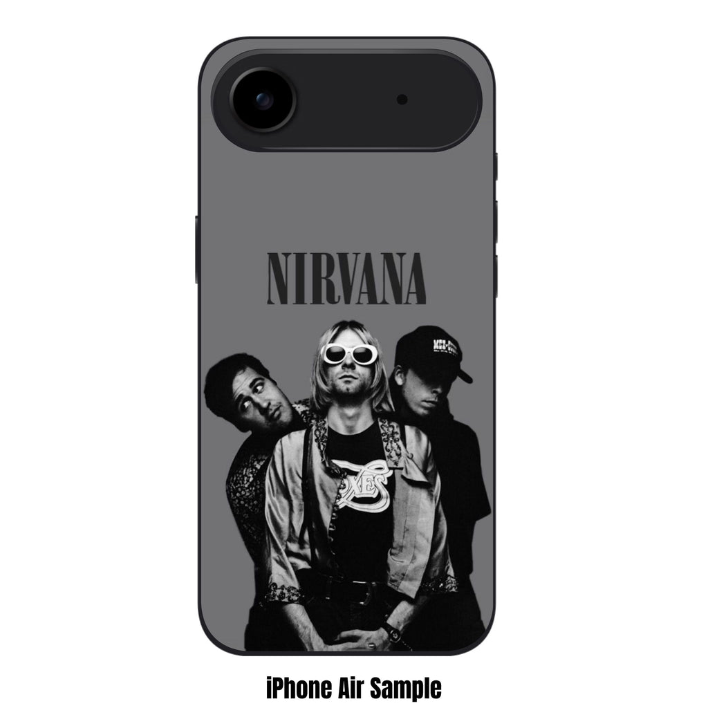 Nirvana Phone Case For iPhone Samsung Galaxy Pixel - Nirvana Band Photo Portrait Graphic In Grey Background