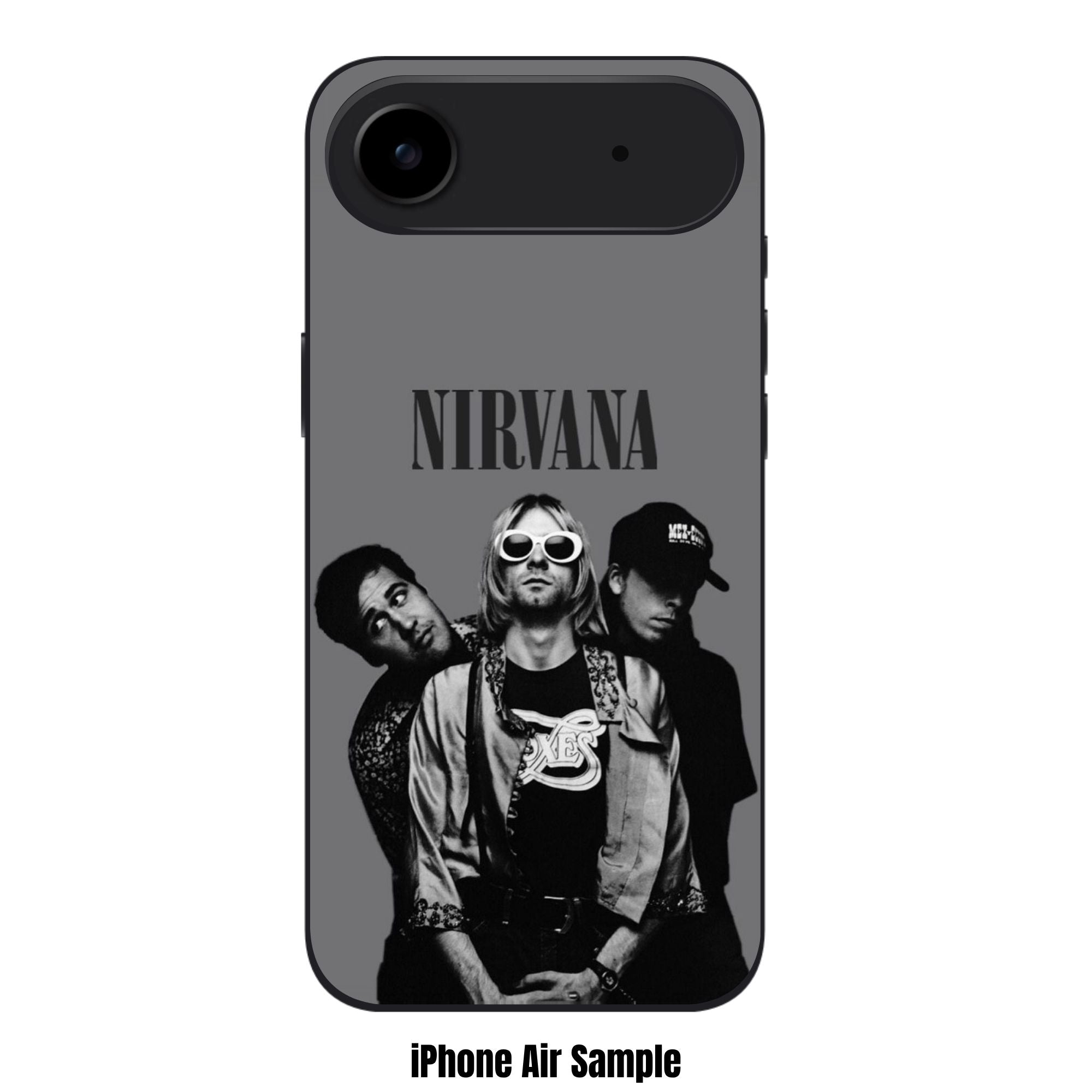 Nirvana Phone Case For iPhone Samsung Galaxy Pixel - Nirvana Band Photo Portrait Graphic In Grey Background