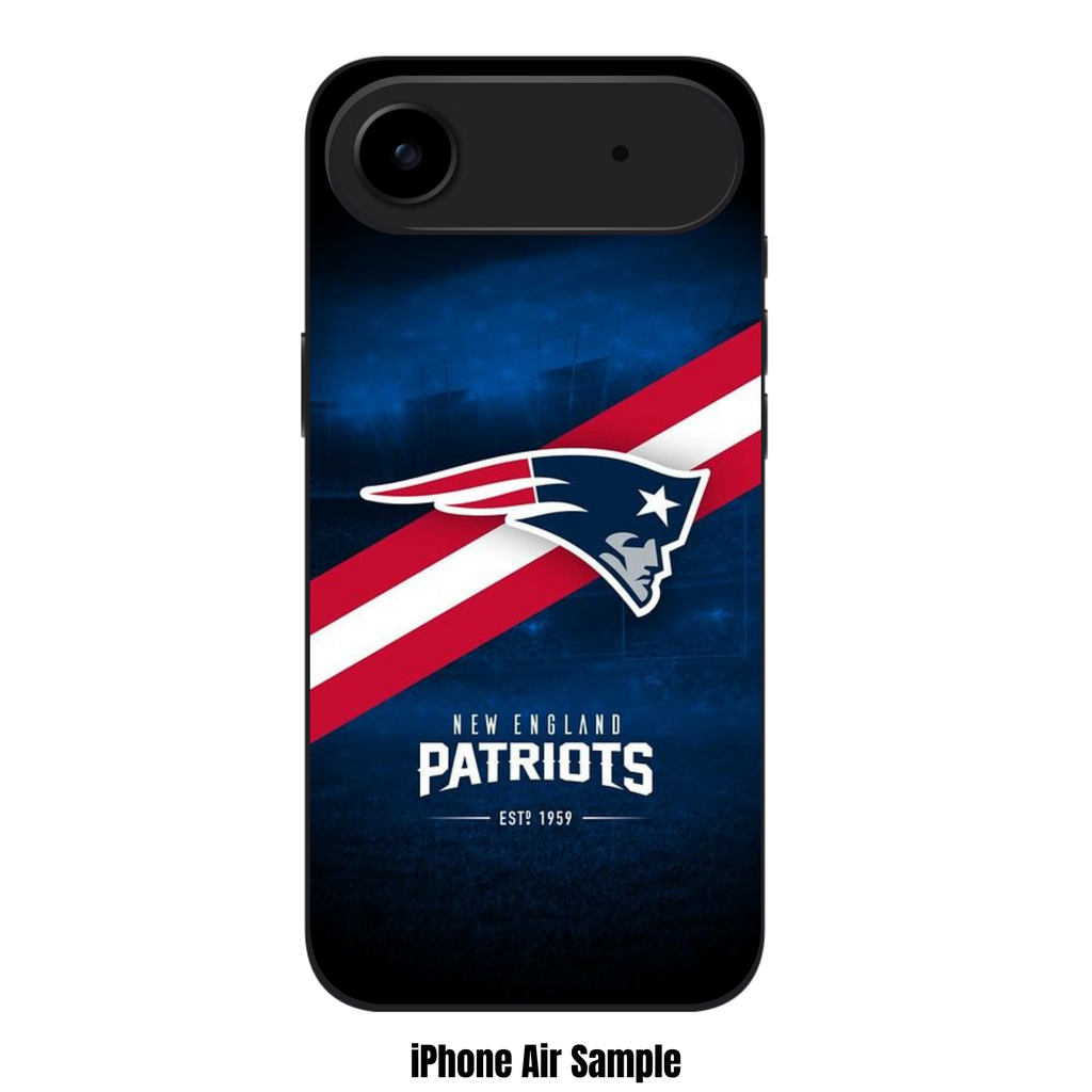NFL New England Patriots Phone Case For iPhone Samsung Galaxy Pixel - New England Patriots Logo And Diagonal Stripe On Stadium Background
