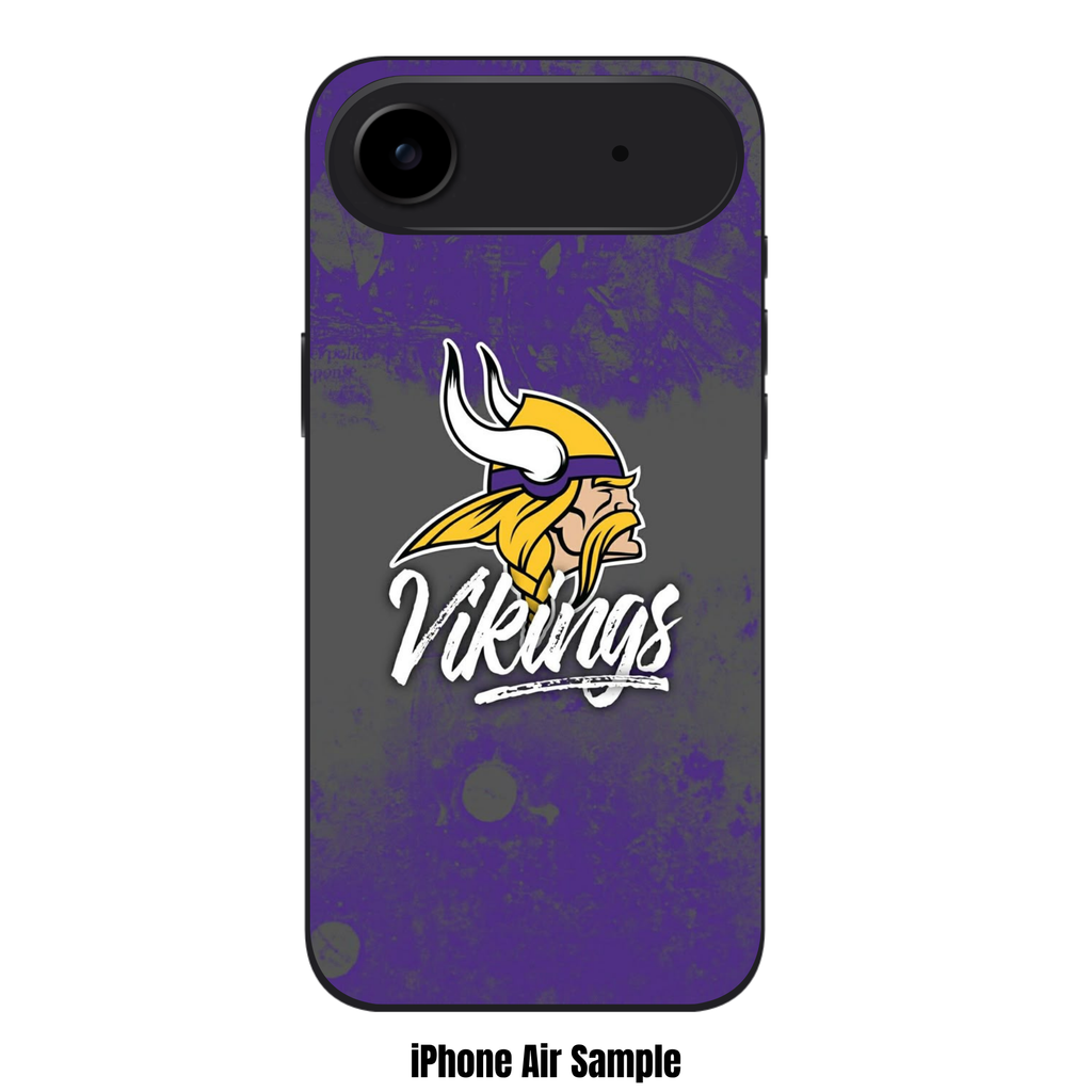 NFL Minnesota Vikings Phone Case For iPhone Samsung Galaxy Pixel - Minnesota Vikings Logo And Script Wordmark On Purple Distressed Background