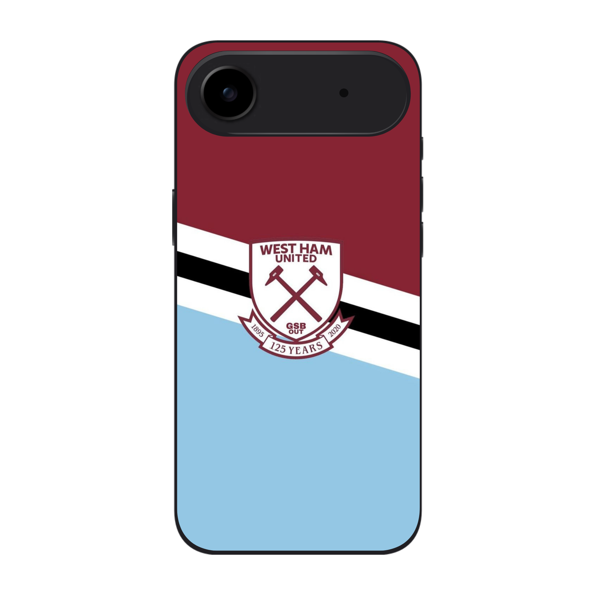 West Ham United FC Phone Case For iPhone Samsung Galaxy Pixel - West Ham United FC 125 Years Crest On Claret And Blue Diagonal Background