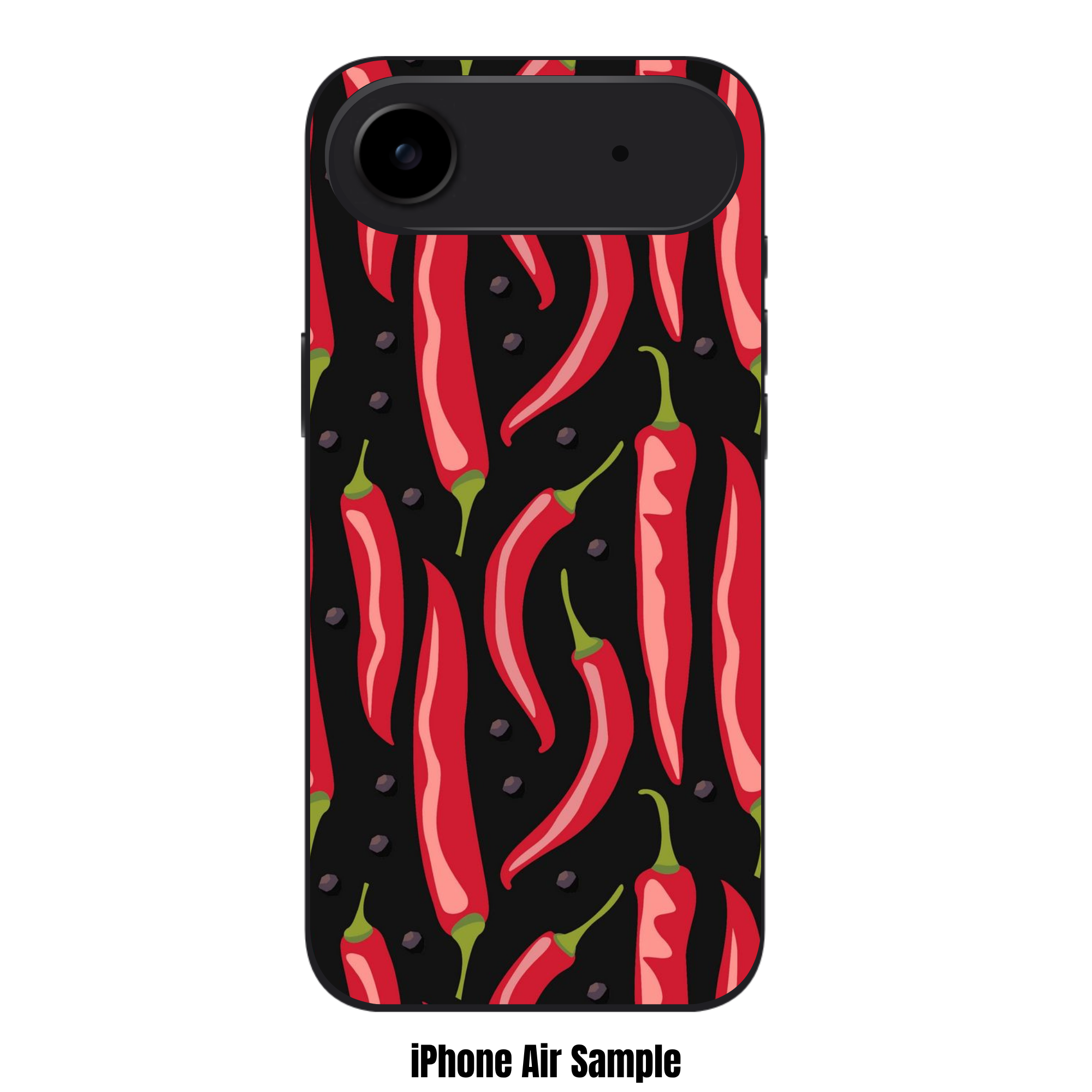 Red Chili Pepper Pattern Phone Case For iPhone Samsung Galaxy Pixel - Graphic Red Chili Pepper Pattern In Black Background
