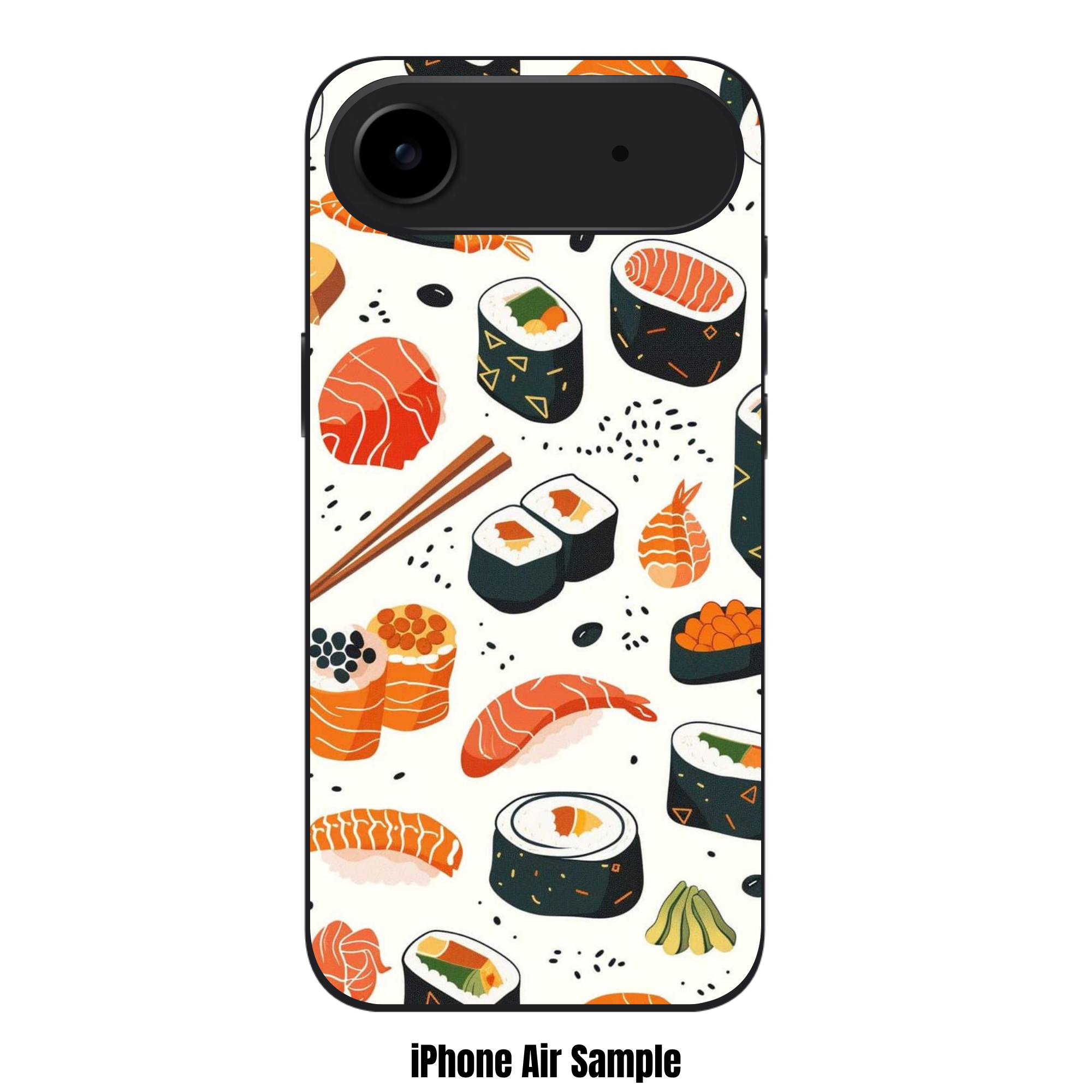 Sushi Pattern Phone Case For iPhone Samsung Galaxy Pixel - Illustrated Japanese Sushi Mix Pattern In White Background