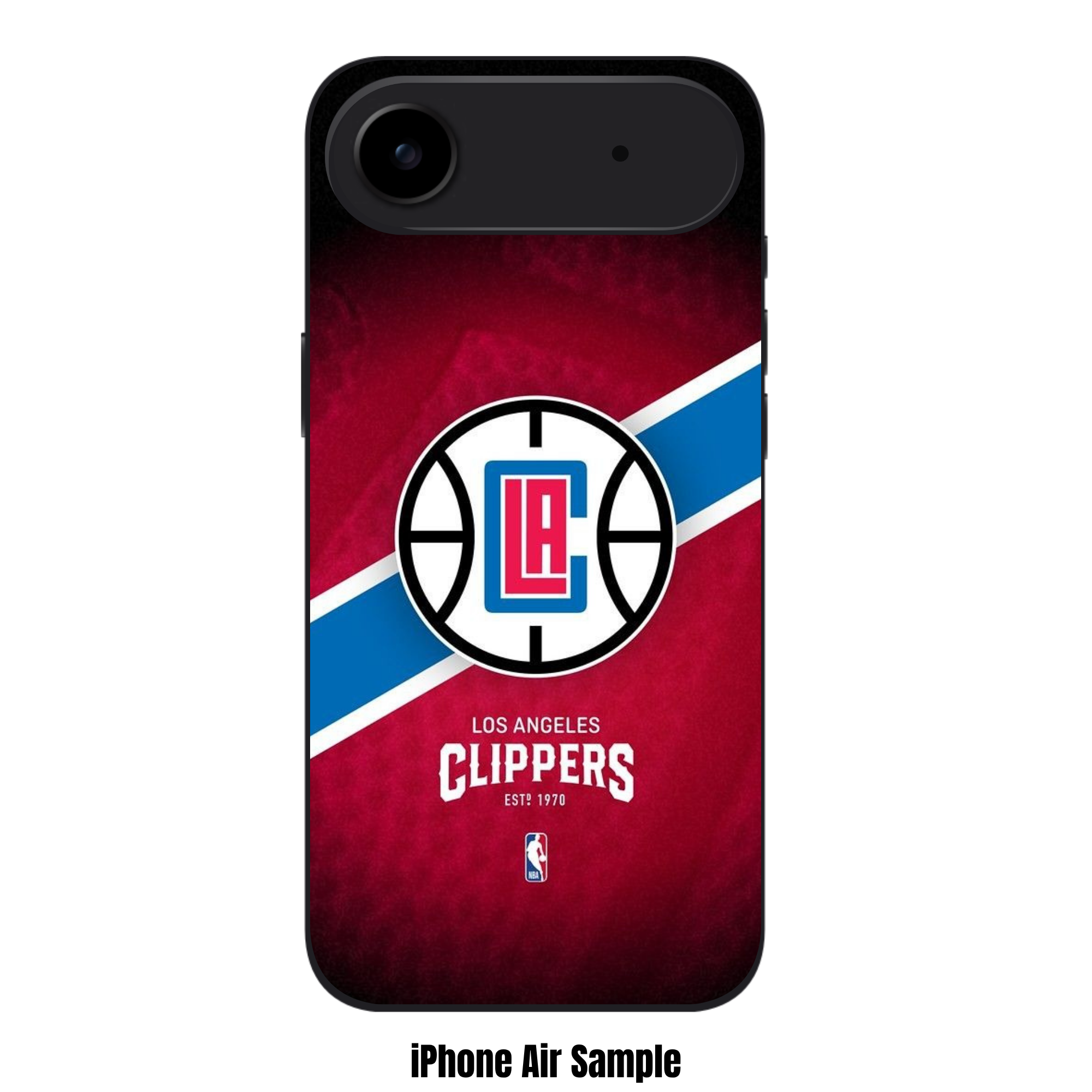 NBA Los Angeles Clippers Phone Case For iPhone Samsung Galaxy Pixel - Los Angeles Clippers Logo And Diagonal Stripe On Textured Red Background