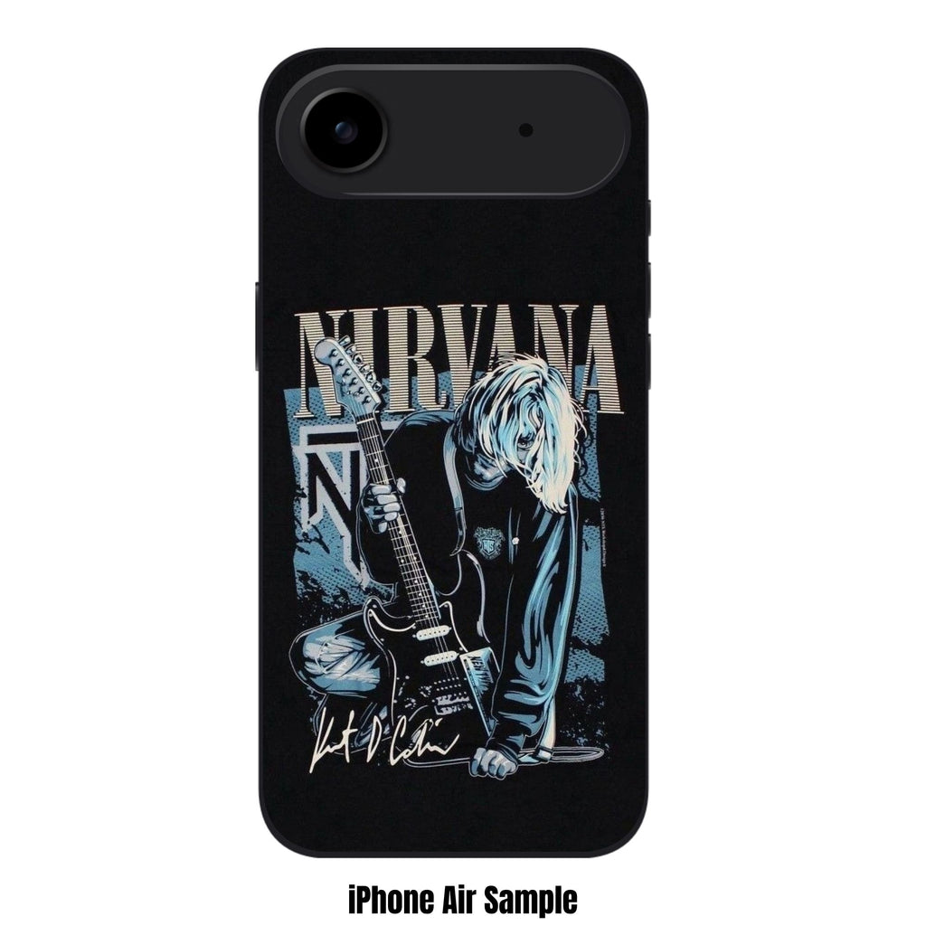 Nirvana Kurt Cobain Phone Case For iPhone Samsung Galaxy Pixel - Nirvana Kurt Cobain Guitar Graphic In Black Background