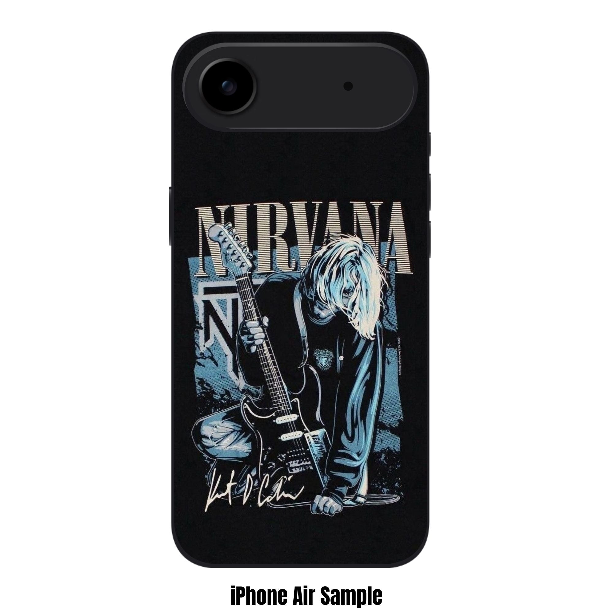 Nirvana Kurt Cobain Phone Case For iPhone Samsung Galaxy Pixel - Nirvana Kurt Cobain Guitar Graphic In Black Background
