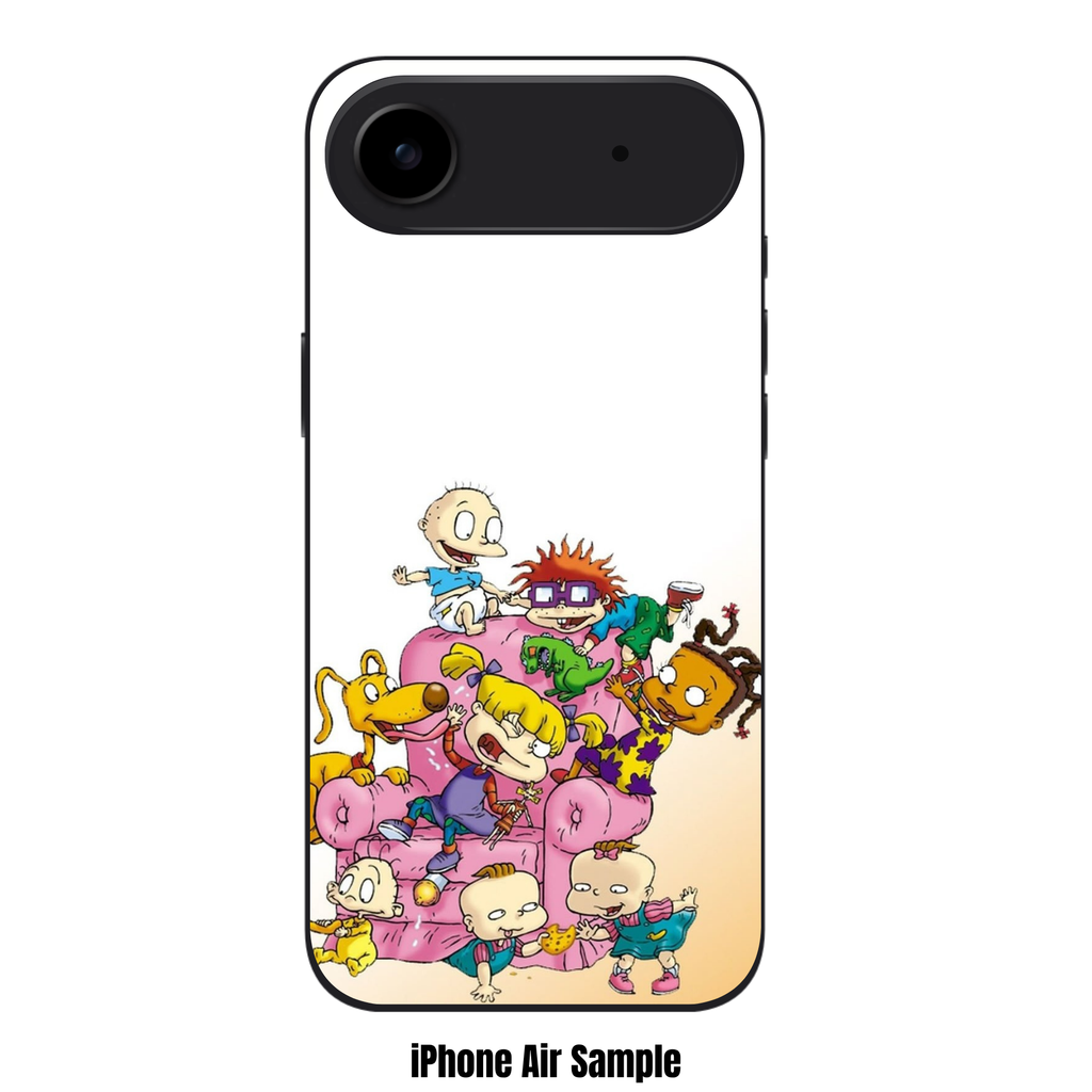 Rugrats Phone Case For iPhone Samsung Galaxy Pixel - Rugrats Characters Playing Around A Pink Armchair On A White And Peach Background
