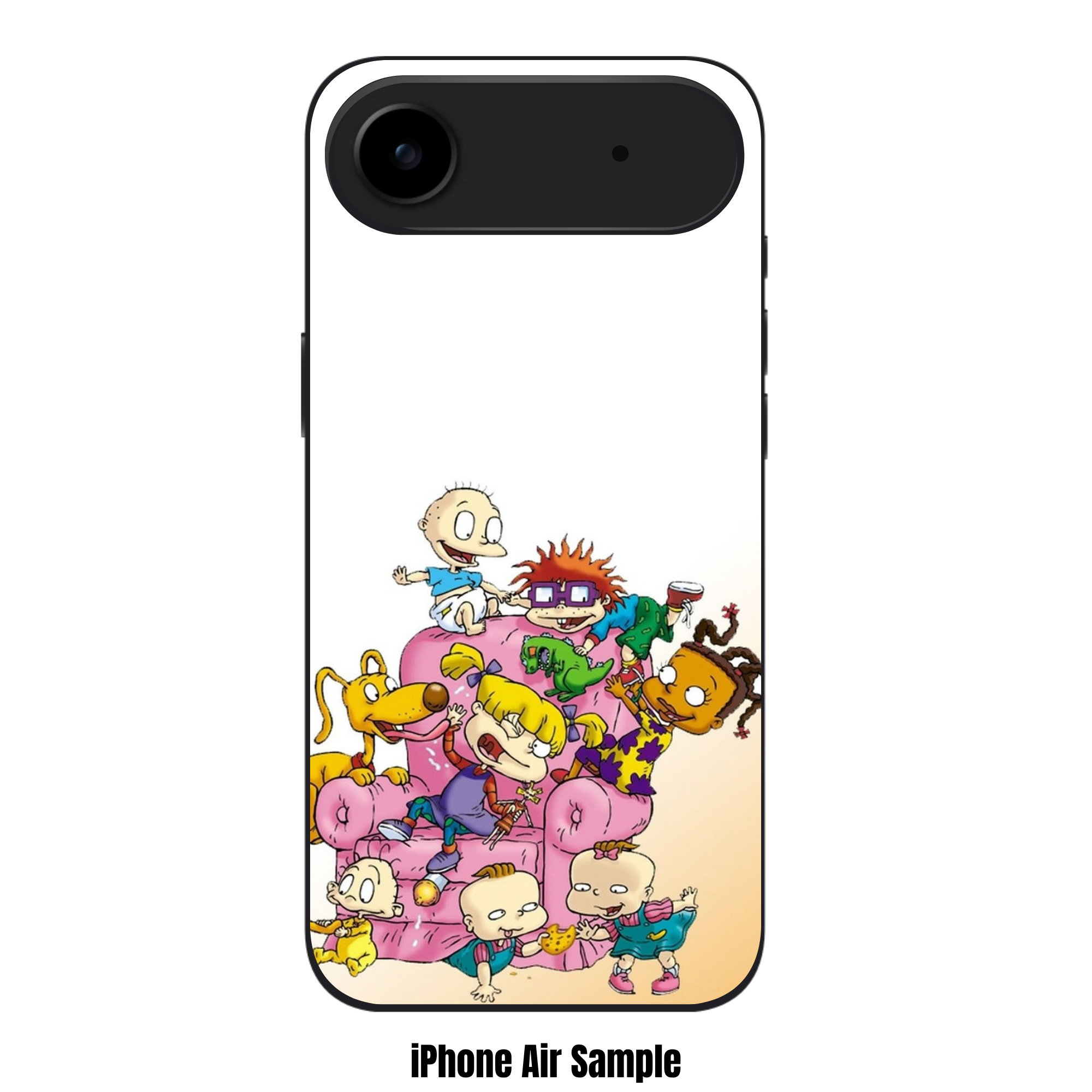 Rugrats Phone Case For iPhone Samsung Galaxy Pixel - Rugrats Characters Playing Around A Pink Armchair On A White And Peach Background