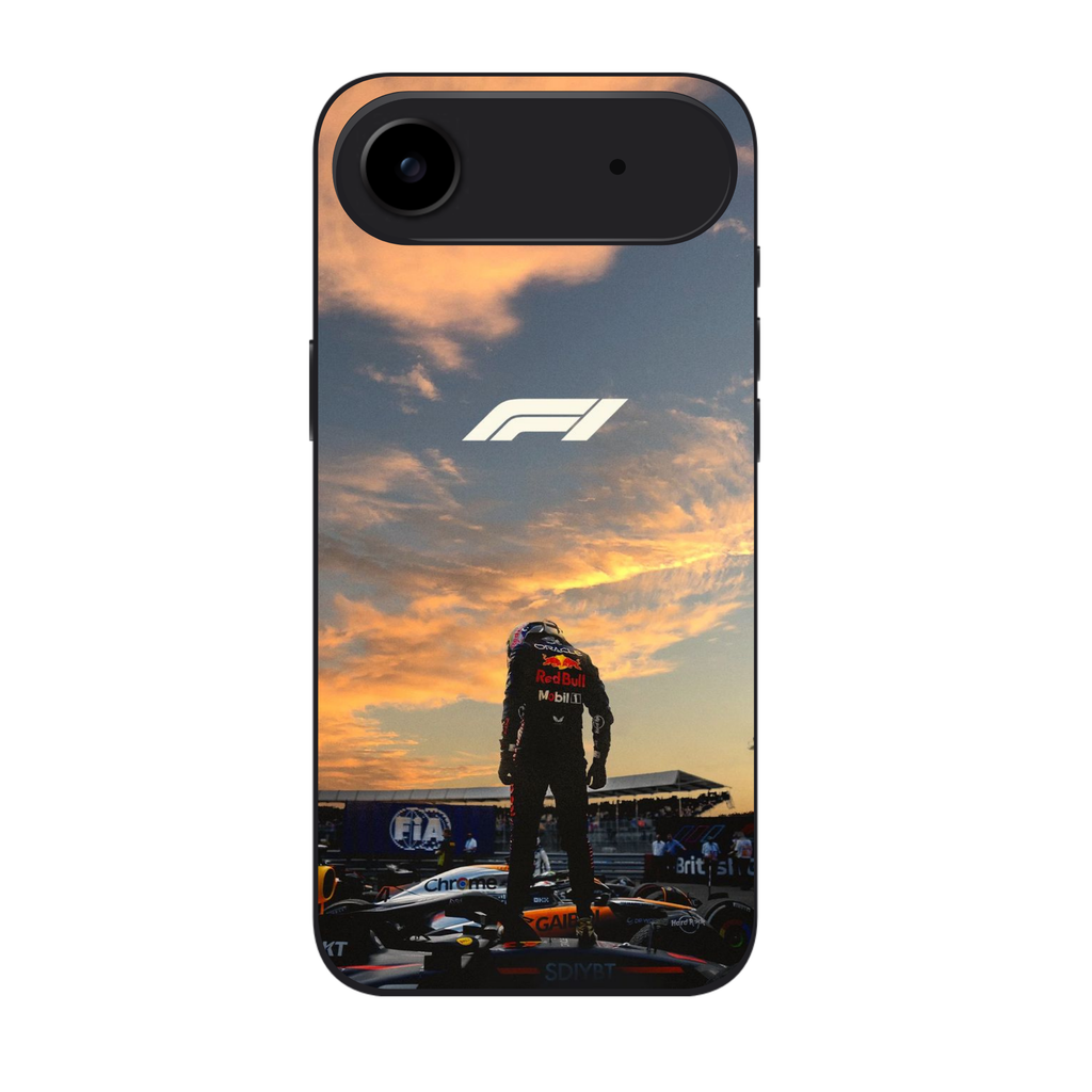 F1 Formula 1 Max Verstappen Phone Case For iPhone Samsung Galaxy Pixel - Max Verstappen Parc Fermé Salute Standing On The Machine Poster