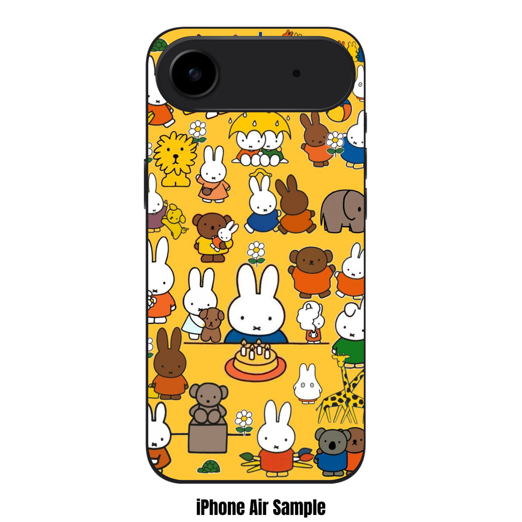 Miffy Phone Case For iPhone Samsung Galaxy Pixel - Miffy And Friends Pattern In Yellow Background