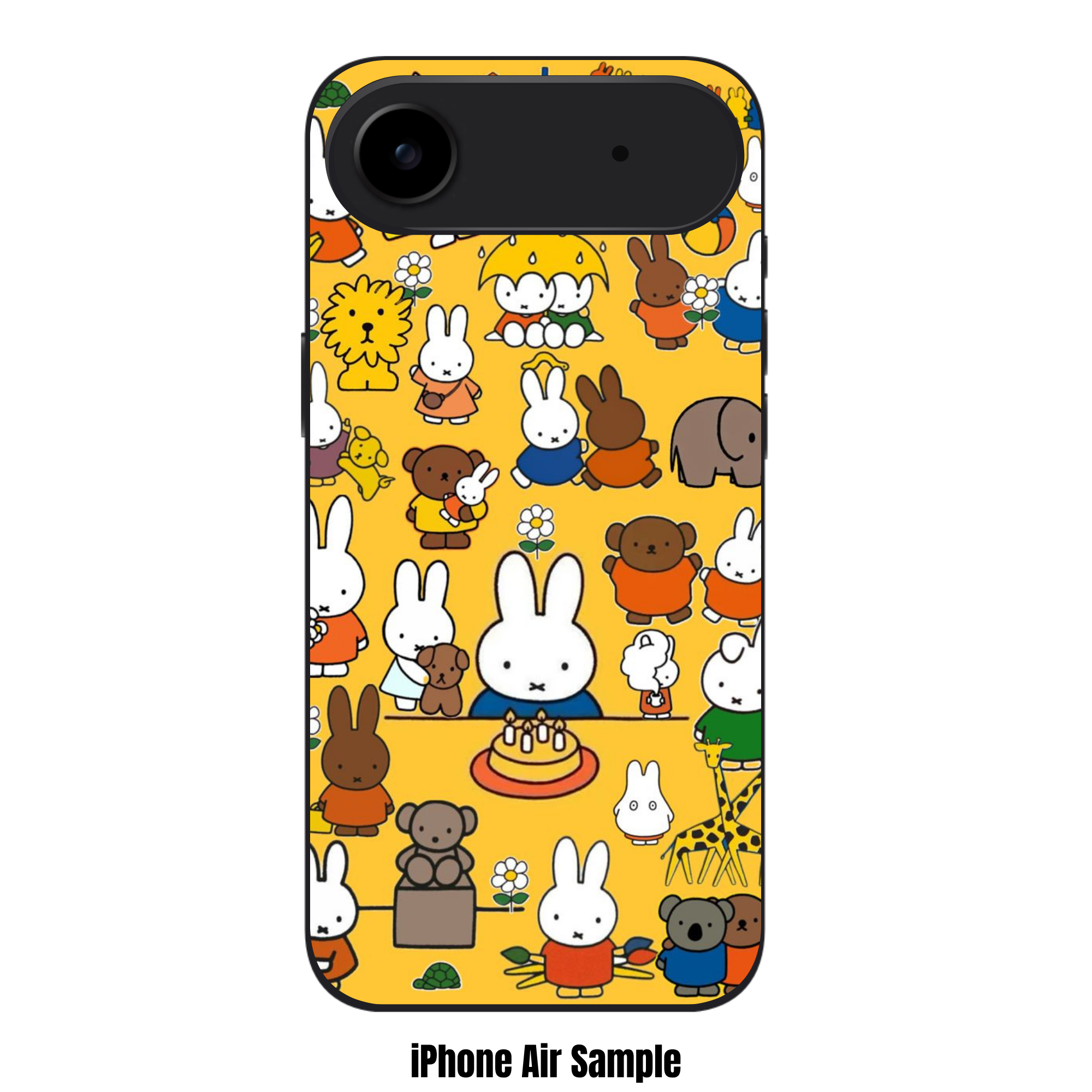Miffy Phone Case For iPhone Samsung Galaxy Pixel - Miffy And Friends Pattern In Yellow Background
