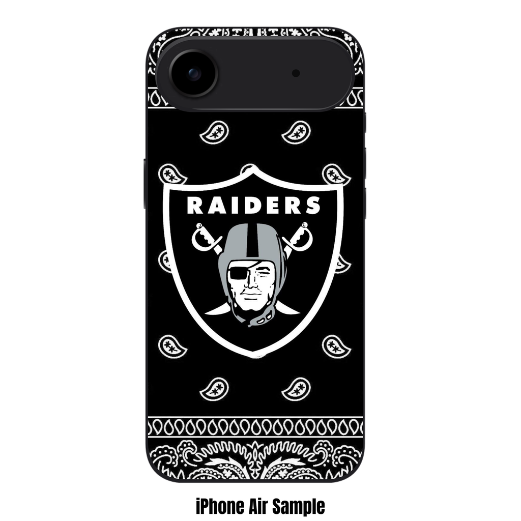 NFL Las Vegas Raiders Phone Case For iPhone Samsung Galaxy Pixel - Las Vegas Raiders Logo On Black Bandana Background