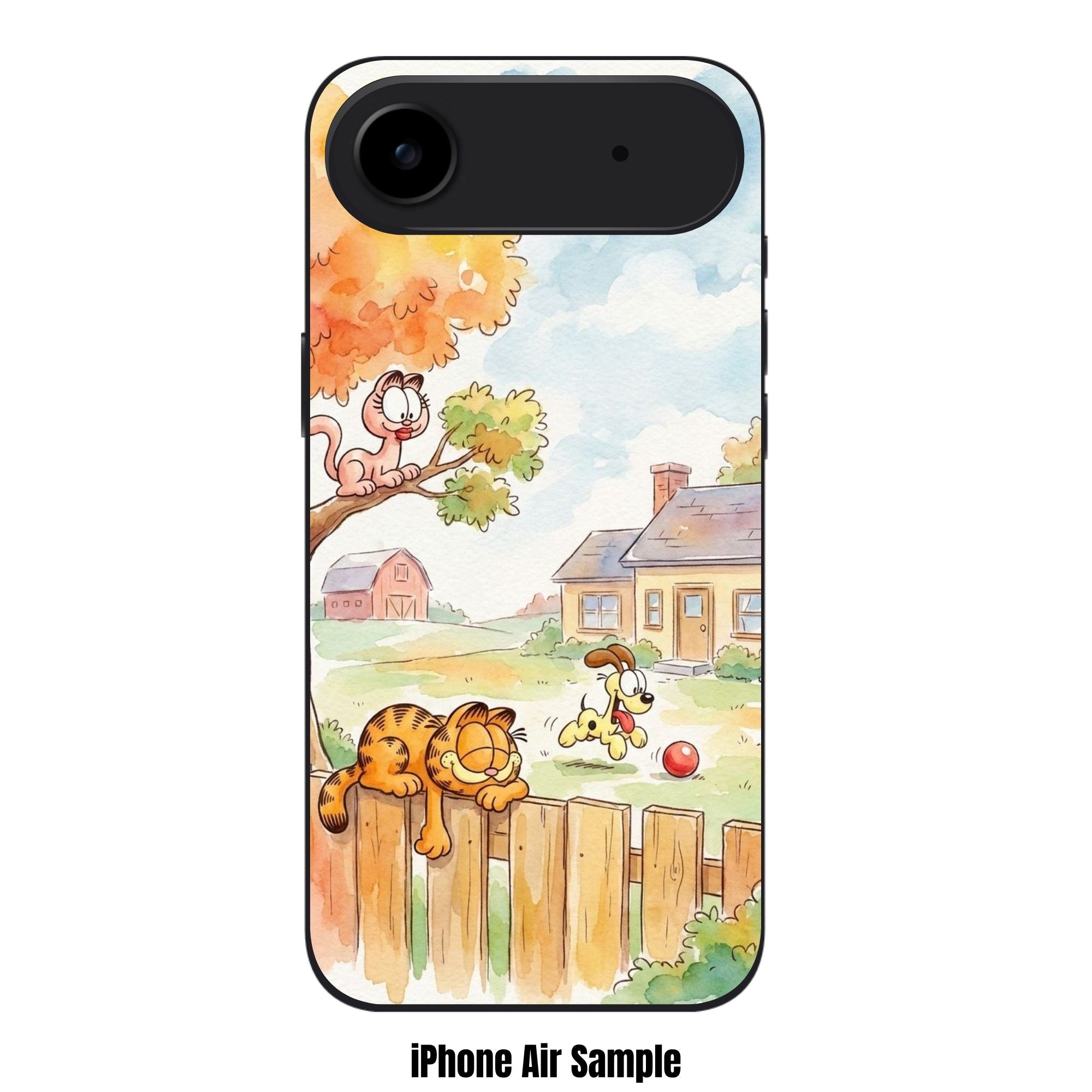Garfield Phone Case For iPhone Samsung Galaxy Pixel - Garfield Napping On Fence With Arlene And Odie Watercolor Poster