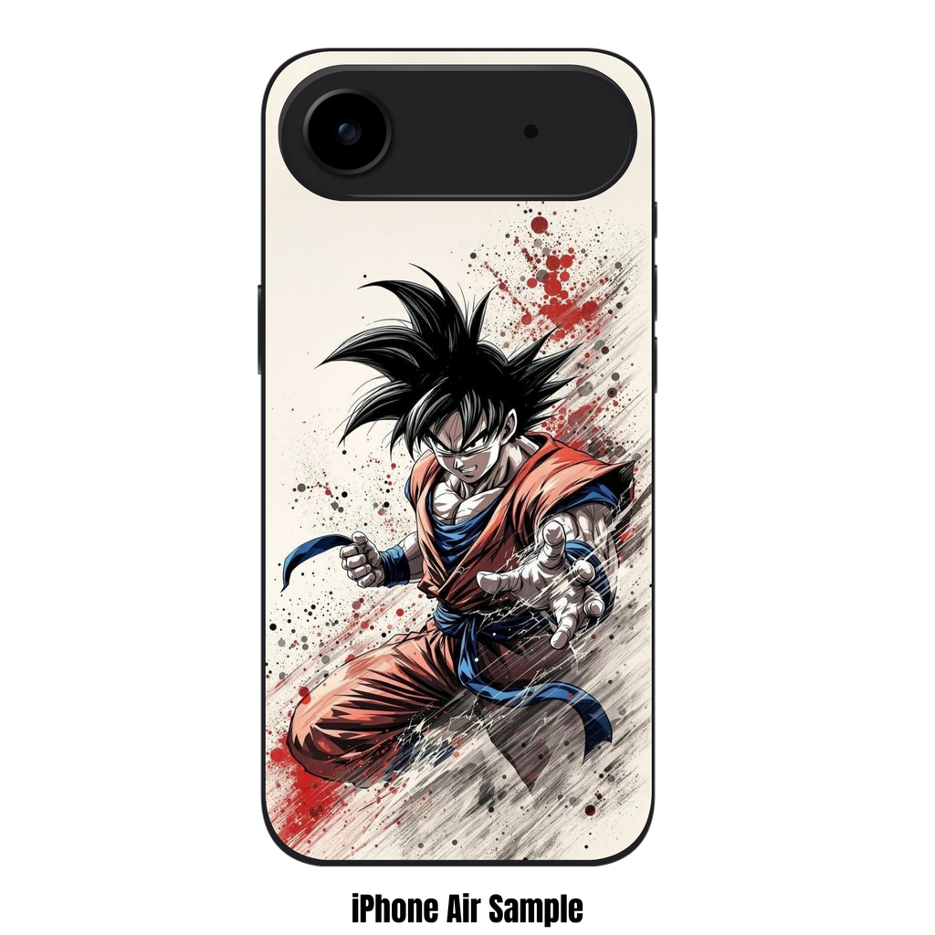 Dragon Ball Goku Phone Case For iPhone Samsung Galaxy Pixel - Son Goku Action Art With Red And Grey Ink Splatter On Off White Background