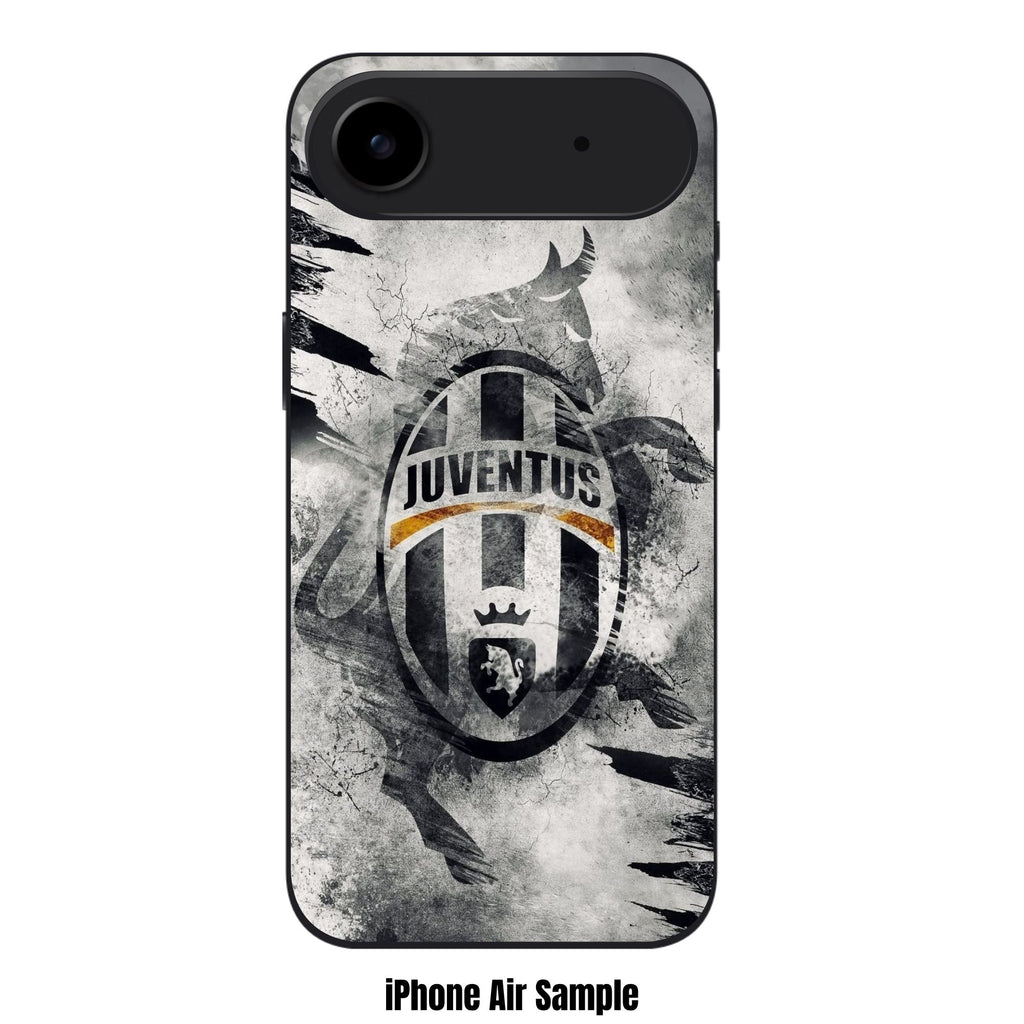 Juventus FC Phone Case For iPhone Samsung Galaxy Pixel - Classic Juventus FC Crest On Abstract Black And White Splash Background With Bull Silhouette