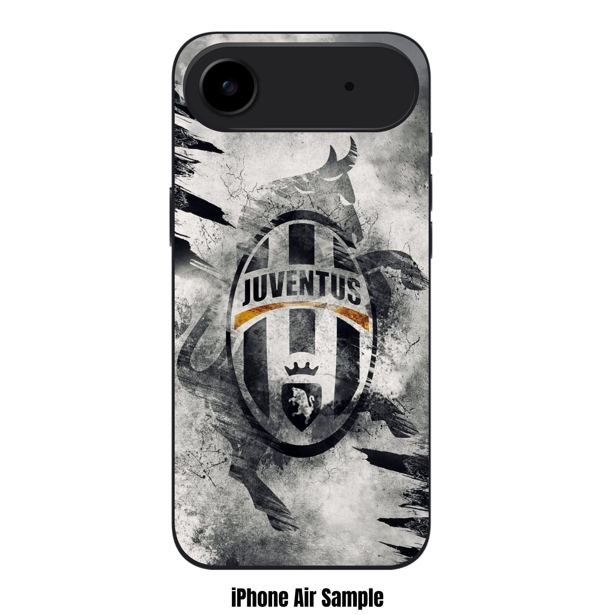 Juventus FC Phone Case For iPhone Samsung Galaxy Pixel - Classic Juventus FC Crest On Abstract Black And White Splash Background With Bull Silhouette
