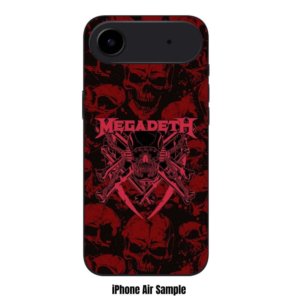 Megadeth Phone Case For iPhone Samsung Galaxy Pixel - Megadeth Vic Rattlehead Logo On Red Skull Background
