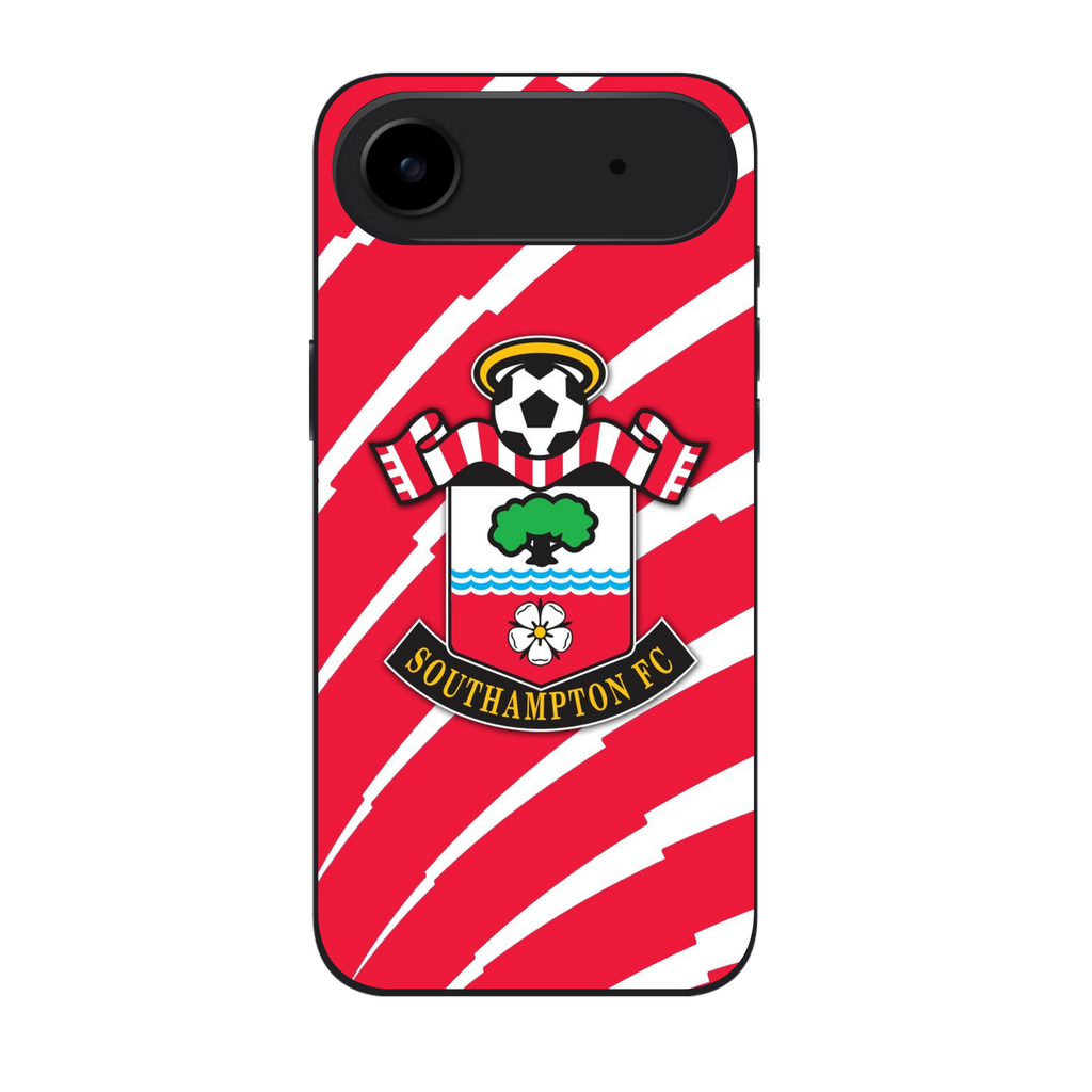 Southampton FC Phone Case For iPhone Samsung Galaxy Pixel - Southampton FC Crest On Red And White Abstract Patterned Background