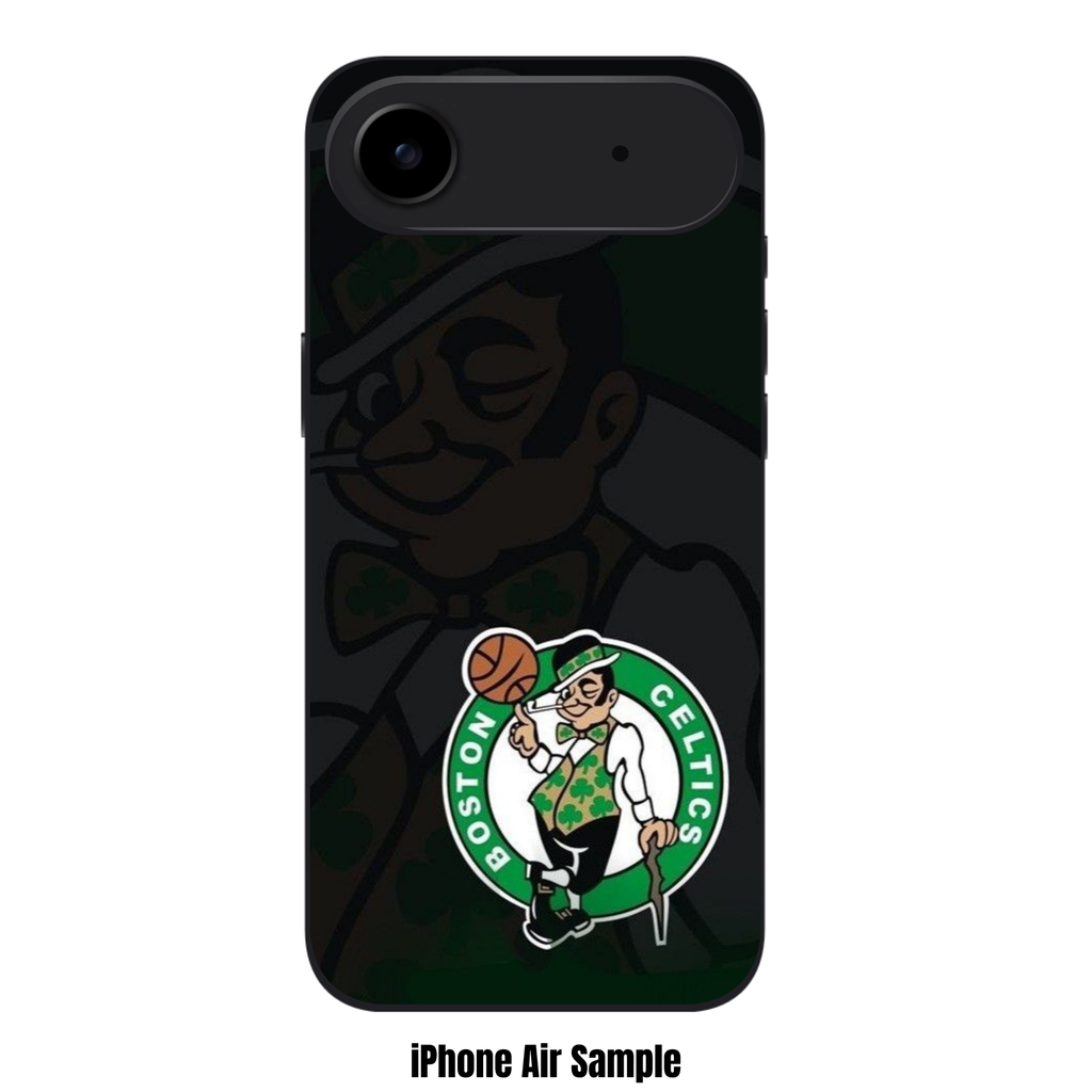 NBA Boston Celtics Phone Case For iPhone Samsung Galaxy Pixel - Boston Celtics Lucky The Leprechaun Shadow Logo On Dark Background