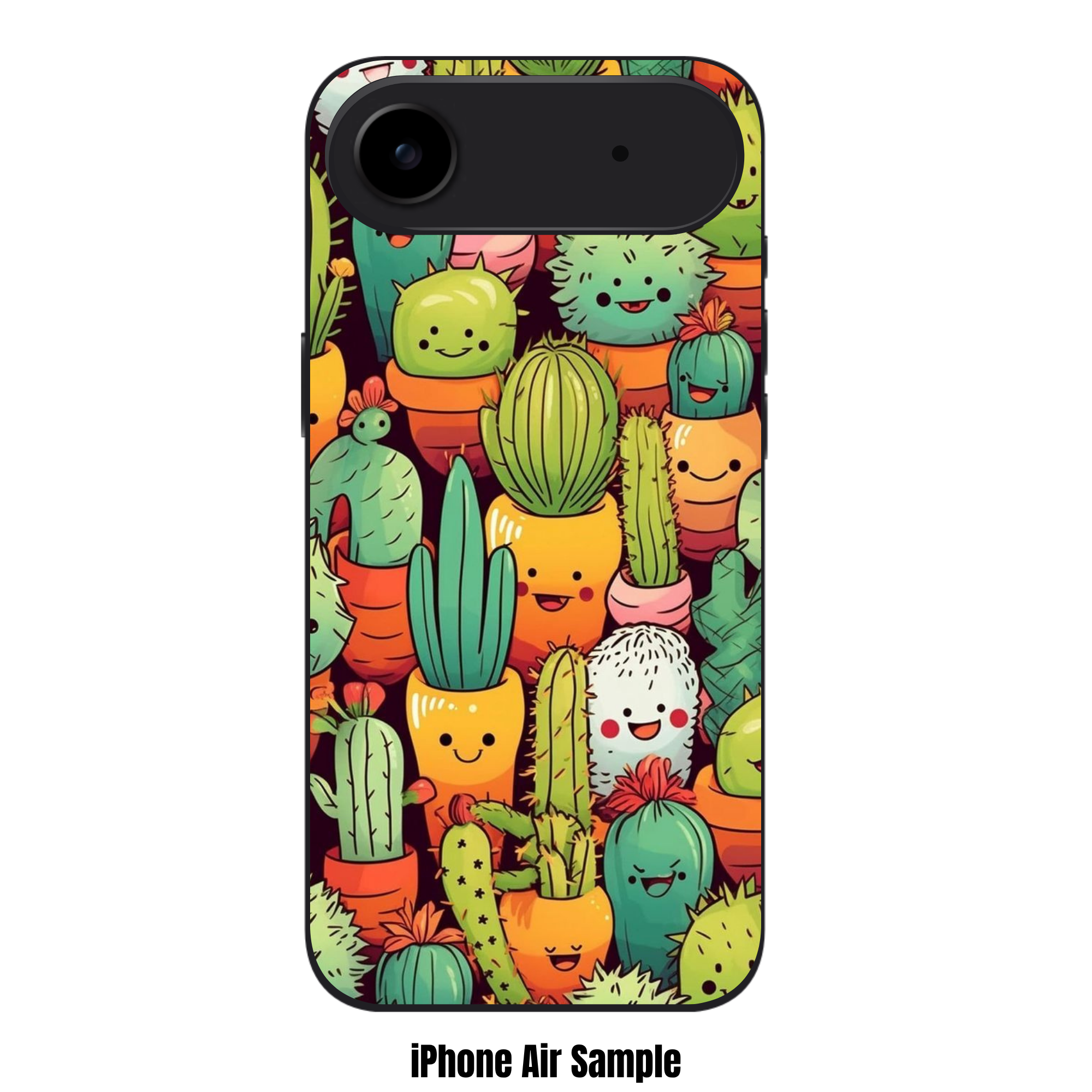 Floral Pattern Phone Case For iPhone Samsung Galaxy Pixel - Cute Smiling Cactus Doodle Character Pattern
