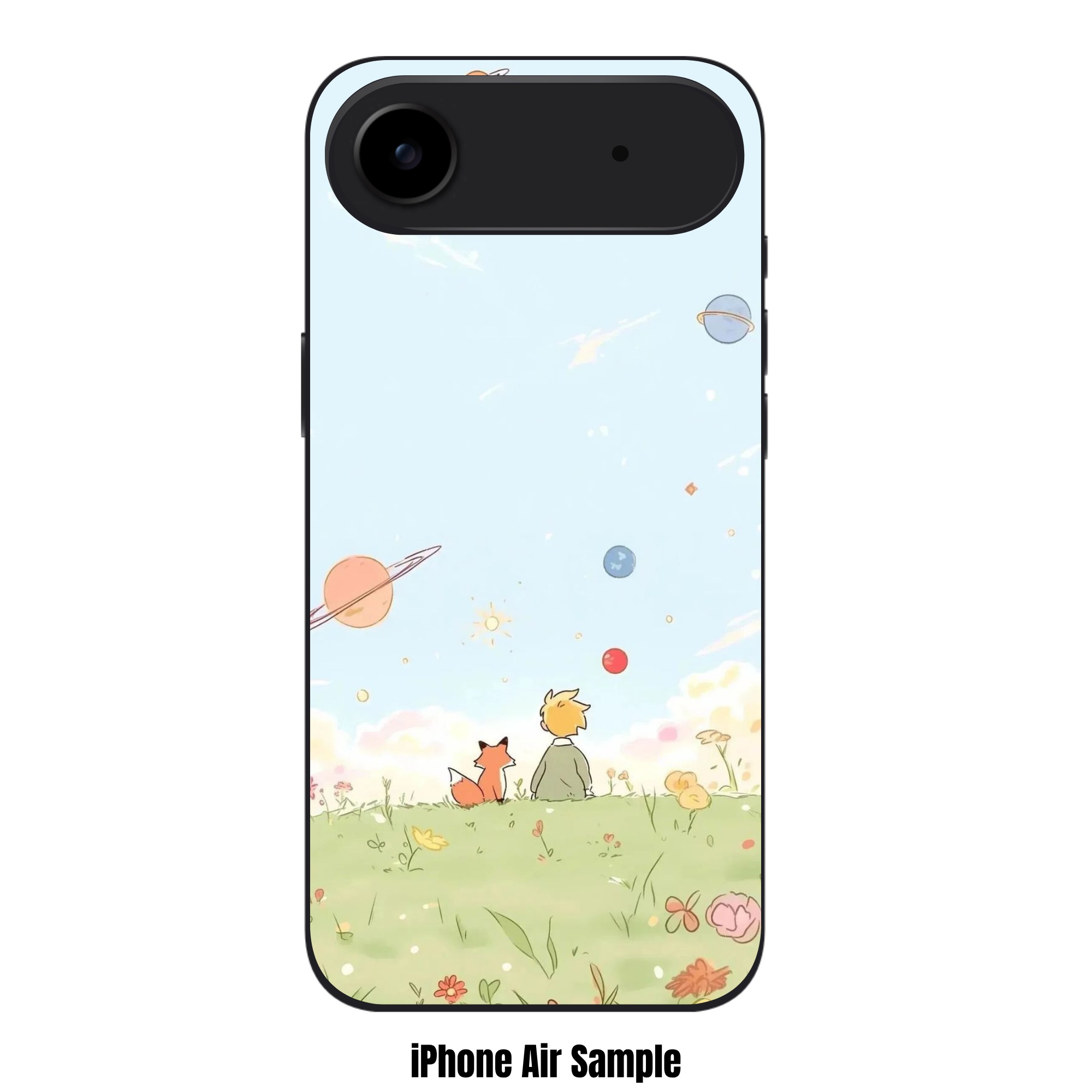 The Little Prince Phone Case For iPhone Samsung Galaxy Pixel - The Little Prince With Fox Sitting On Flowery Meadow On Soft Blue Cosmos Background