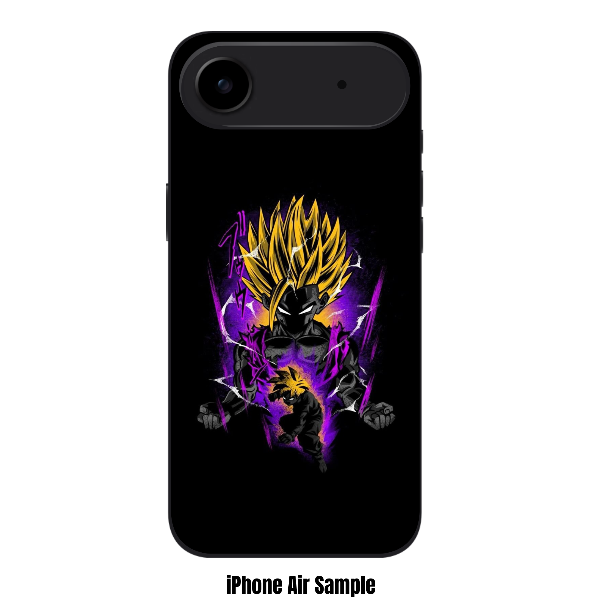 Dragon Ball Gohan Phone Case For iPhone Samsung Galaxy Pixel - Super Saiyan 2 Son Gohan Silhouette Art With Purple Aura And White Lightning On Black Background