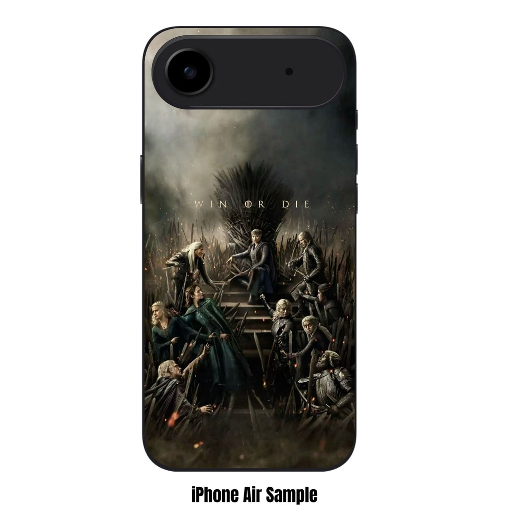 House Of The Dragon Phone Case For iPhone Samsung Galaxy Pixel - House Of The Dragon Win Or Die Iron Throne Cast Poster In Dark Cloudy Background