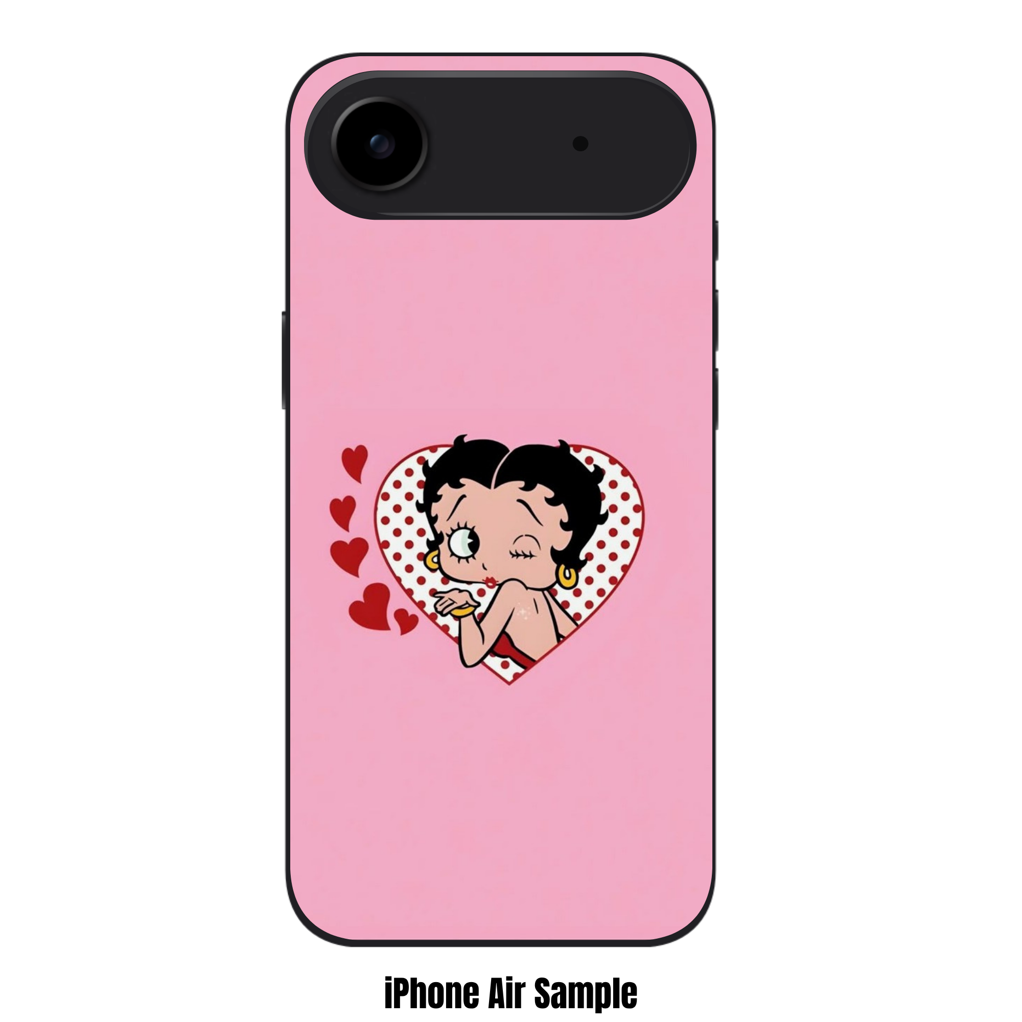 Betty Boop Phone Case For iPhone Samsung Galaxy Pixel - Betty Boop Inside A Heart Pattern On Pink Background