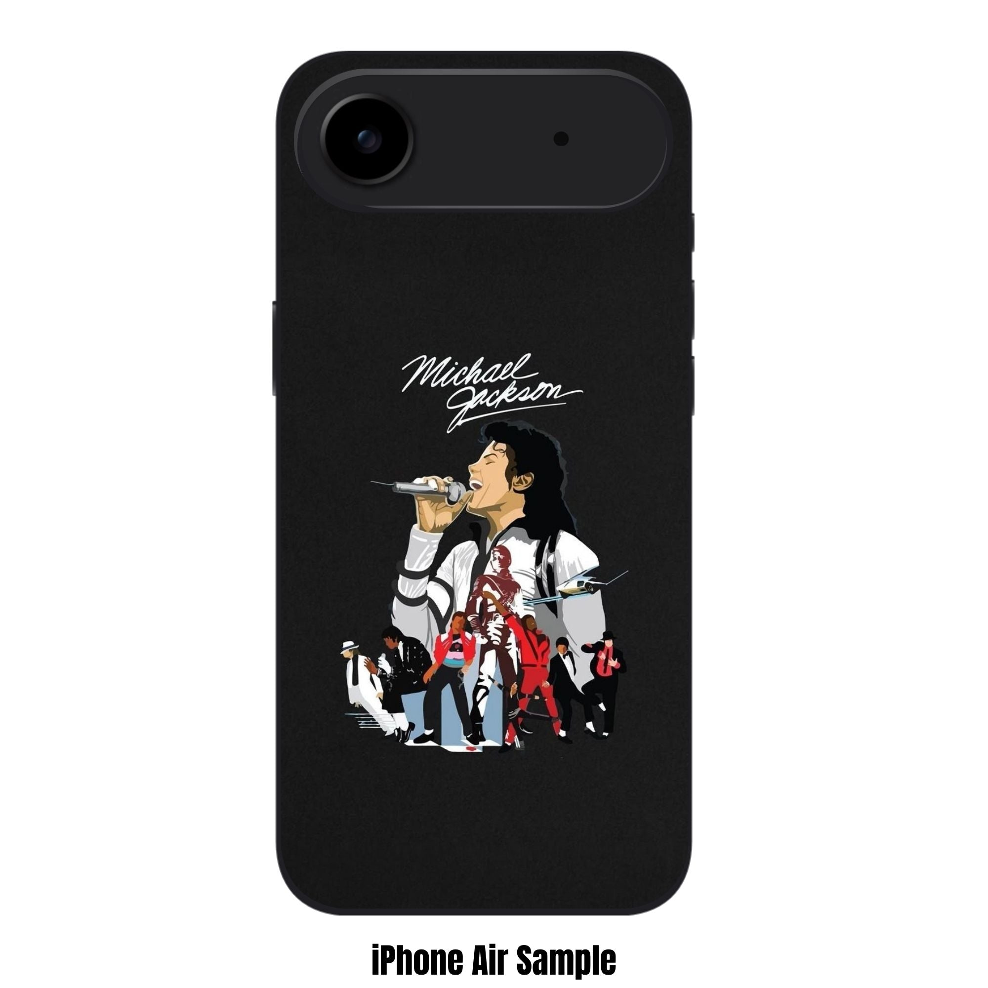 Michael Jackson Phone Case For iPhone Samsung Galaxy Pixel - Michael Jackson Signature And Singing Illustration Collage In Black Background