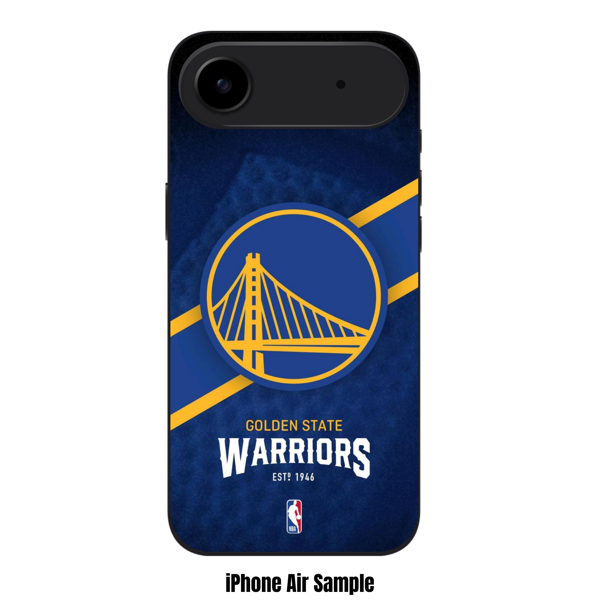 NBA Golden State Warriors Phone Case For iPhone Samsung Galaxy Pixel - Golden State Warriors Logo And Diagonal Stripe On Textured Blue Background
