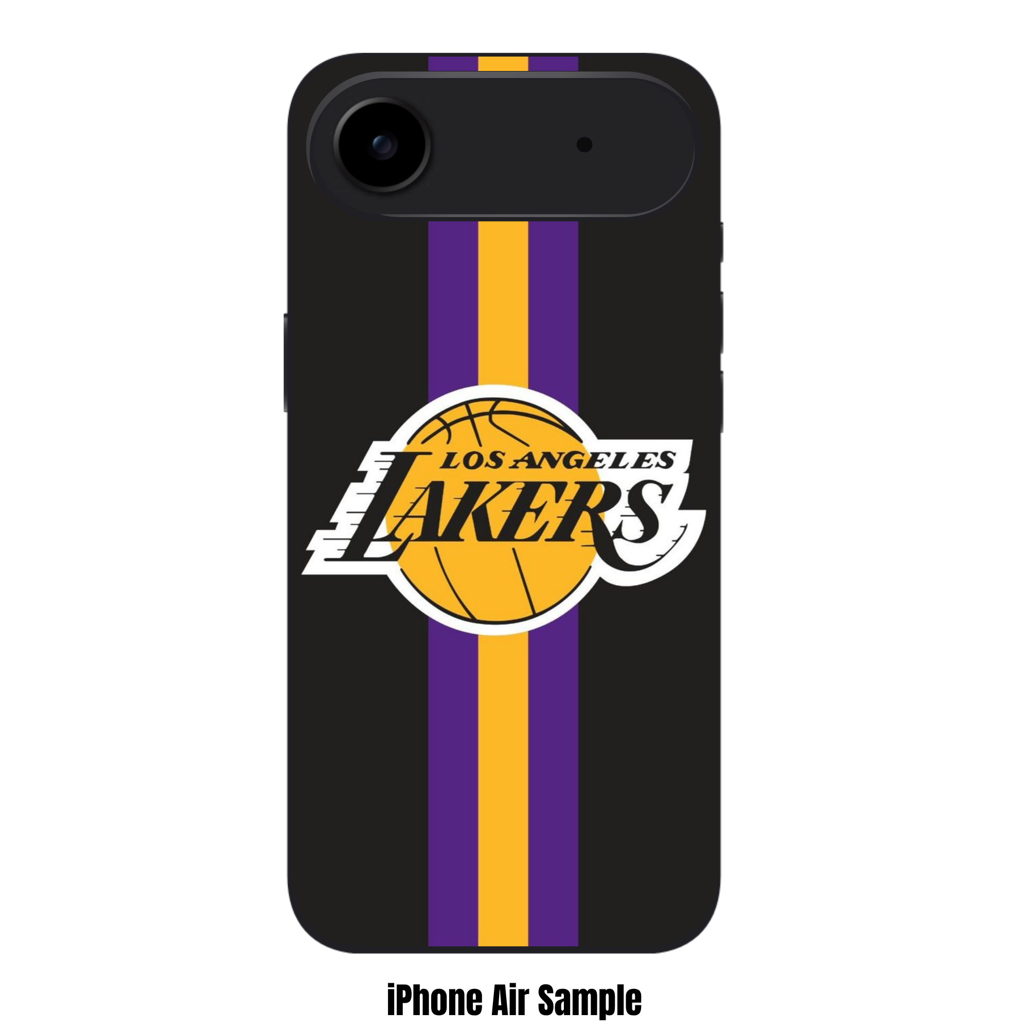 NBA Los Angeles Lakers Phone Case For iPhone Samsung Galaxy Pixel - Los Angeles Lakers Logo And Vertical Stripes On Black Background