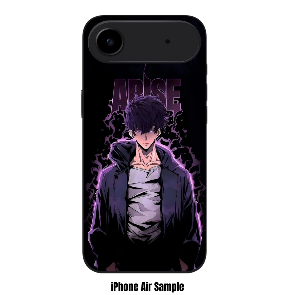 Solo Leveling Sung Jin woo Phone Case For iPhone Samsung Galaxy Pixel - Sung Jin woo With Purple Aura And Arise Text On Black Background