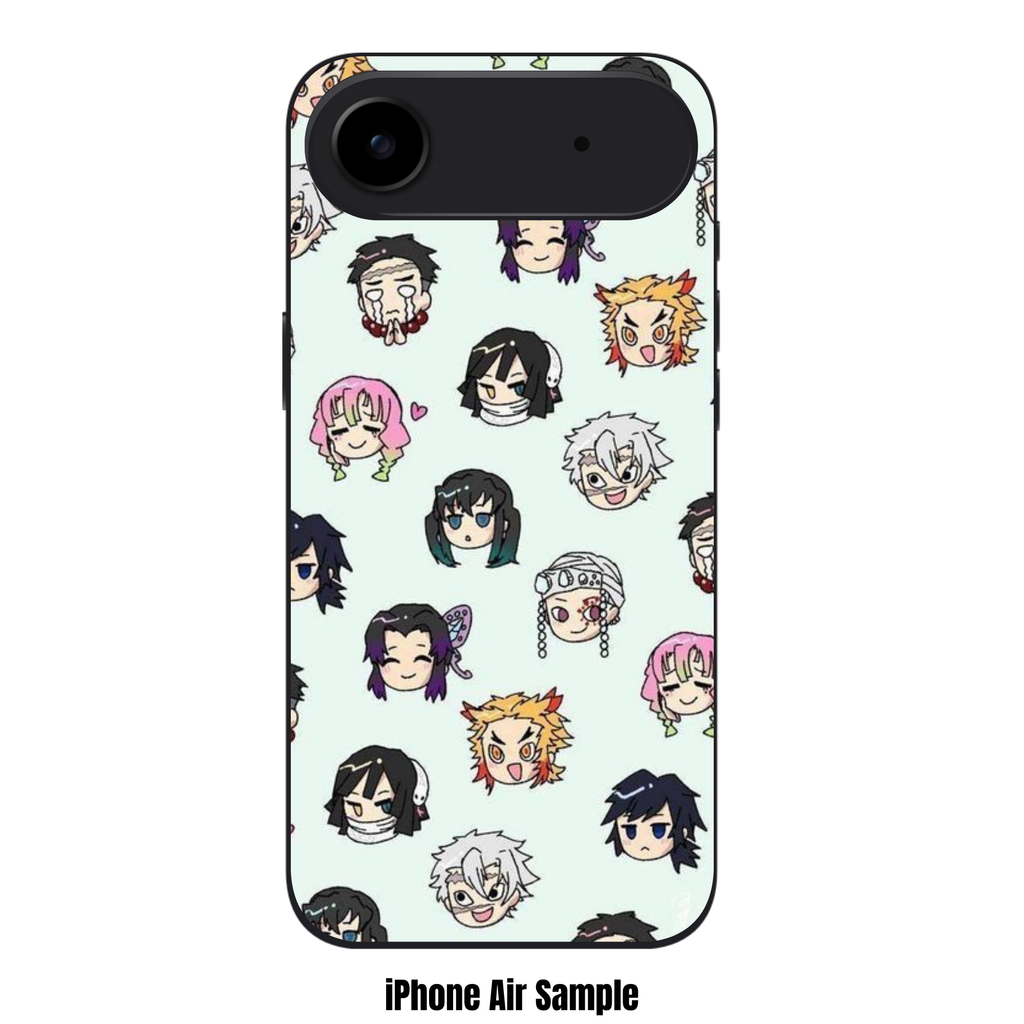 Demon Slayer Phone Case For iPhone Samsung Galaxy Pixel - Demon Slayer Hashira Chibi Pattern On Light Teal Background