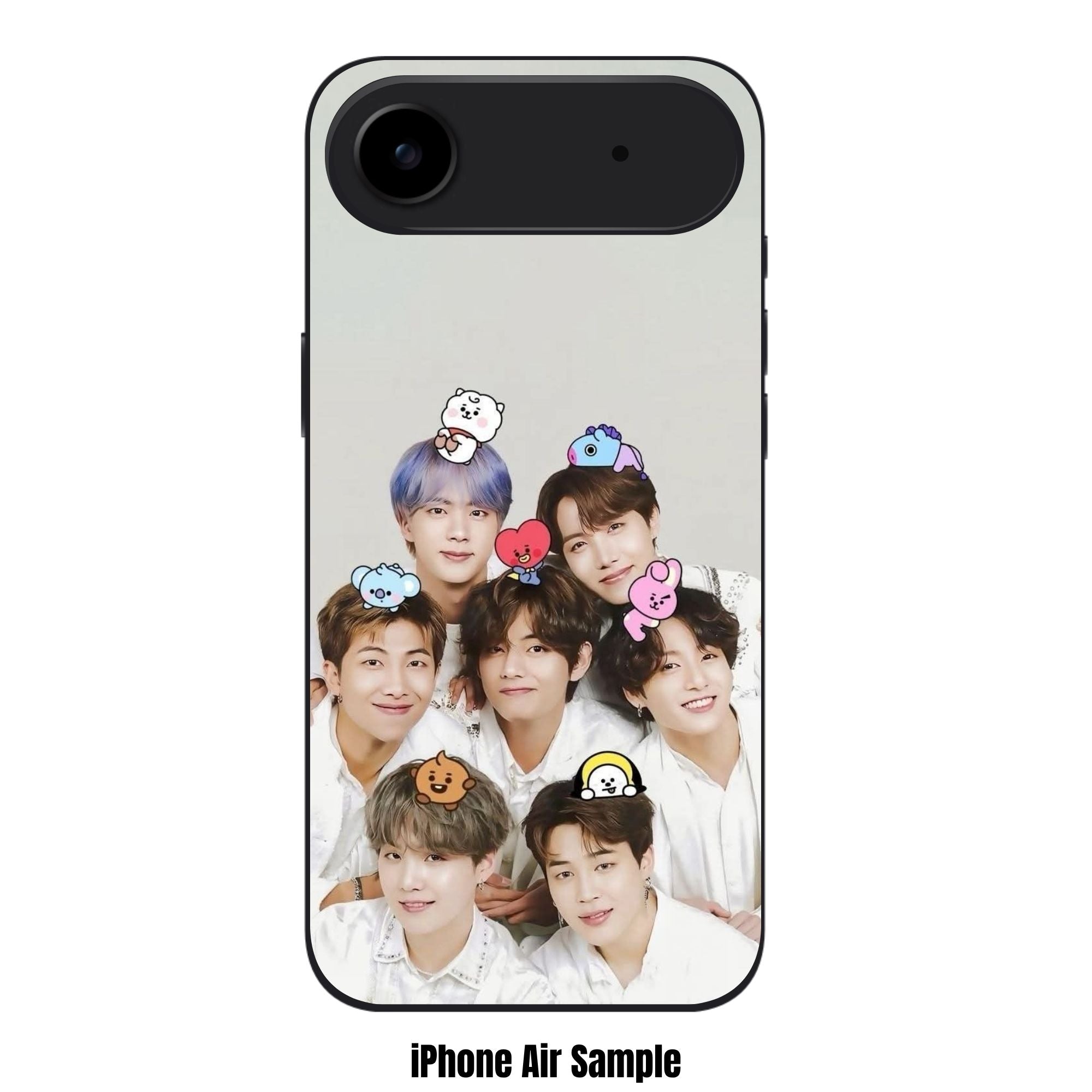 BTS Phone Case For iPhone Samsung Galaxy Pixel - BTS With BT21 Minis On Muted Grey Background