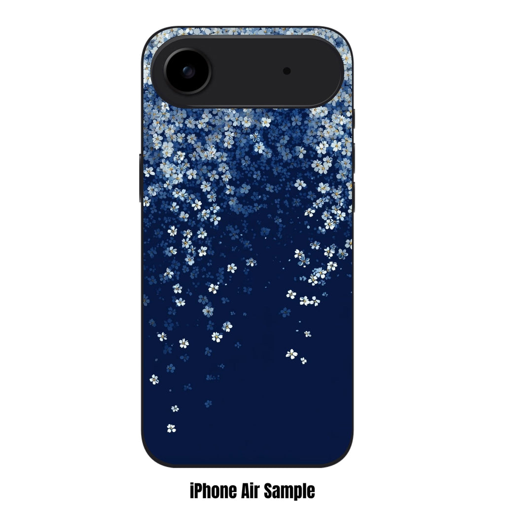 Floral Pattern Phone Case For iPhone Samsung Galaxy Pixel - Cascading Babys Breath Pattern On Navy Background