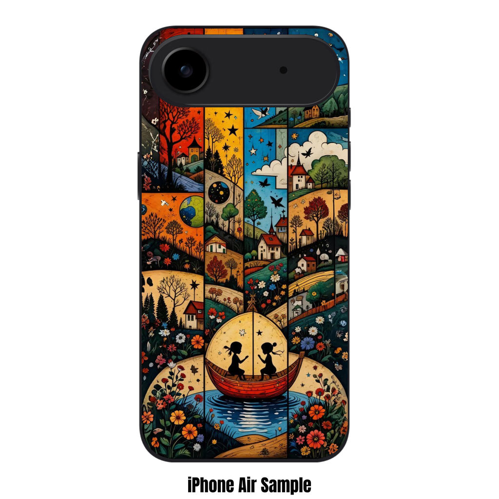 Art Print Phone Case For iPhone Samsung Galaxy Pixel - Whimsical Folk Art Landscape Pattern
