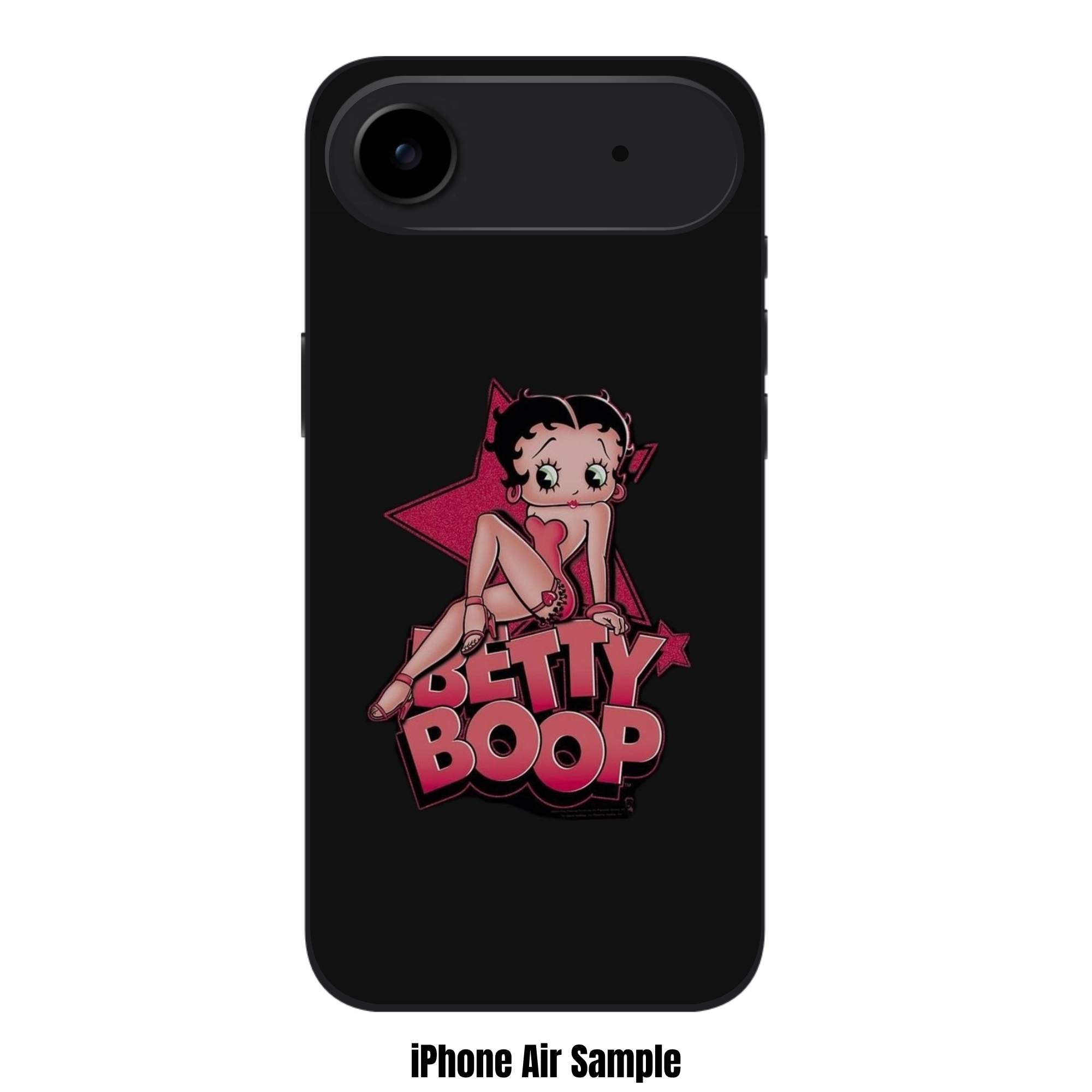 Betty Boop Phone Case For iPhone Samsung Galaxy Pixel - Betty Boop Posing With Large Pink Star On Black Background