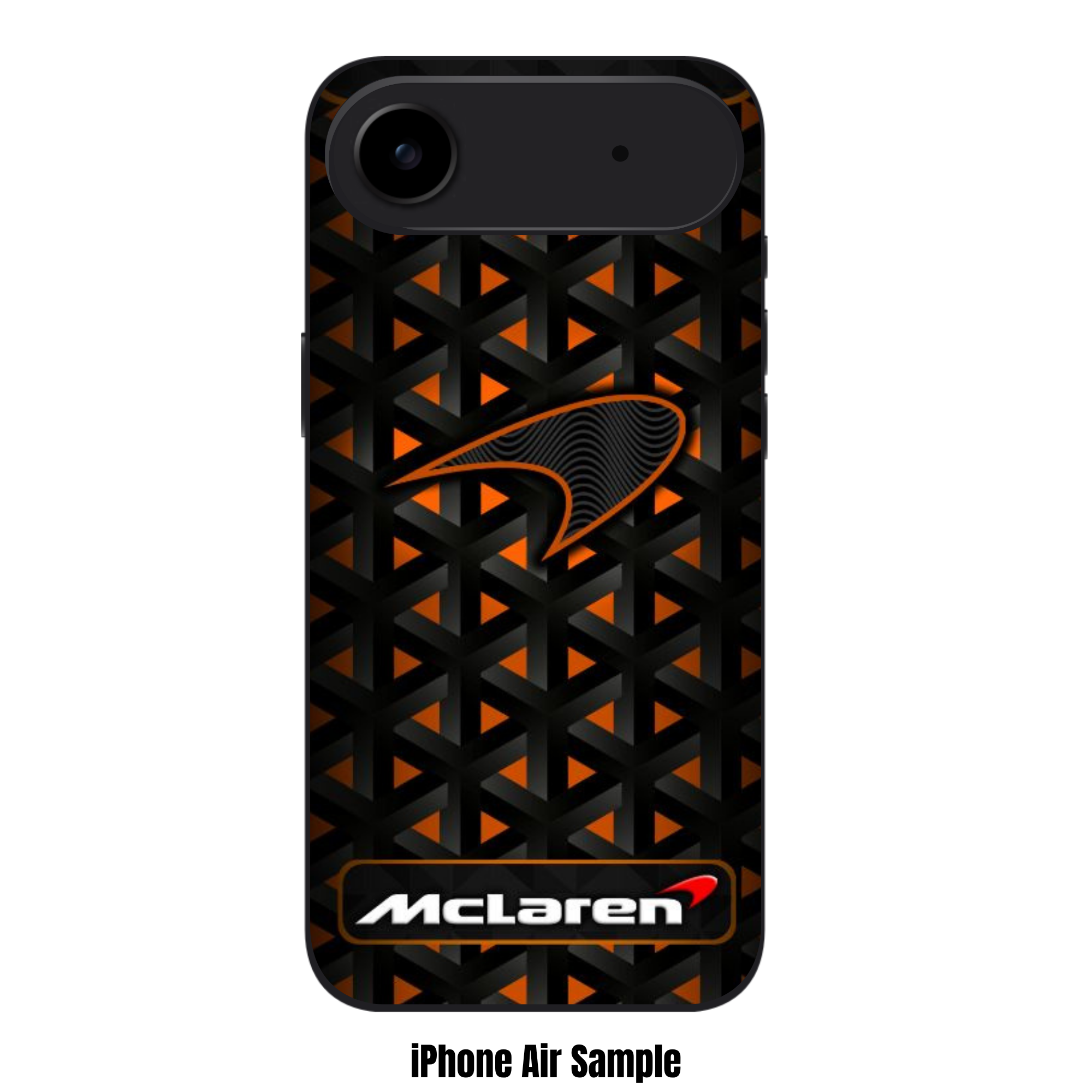 F1 Formula 1 McLaren Phone Case For iPhone Samsung Galaxy Pixel - McLaren Logo And Wordmark On Black Geometric Pattern Background