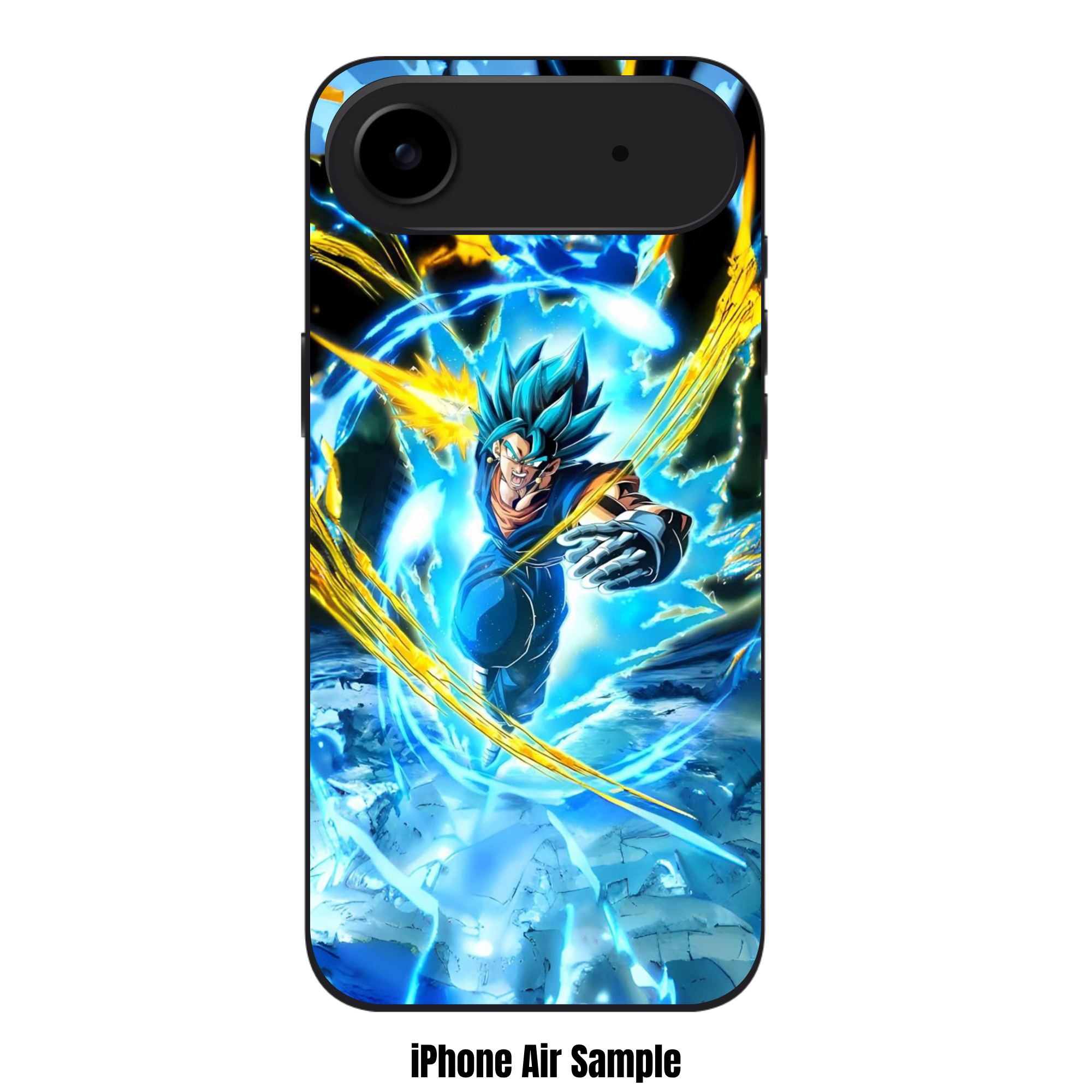 Dragon Ball Vegito Phone Case For iPhone Samsung Galaxy Pixel - Super Saiyan Blue Vegito Action Art With Swirling Blue Aura And Golden Energy Slashes On Dark Destructive Background