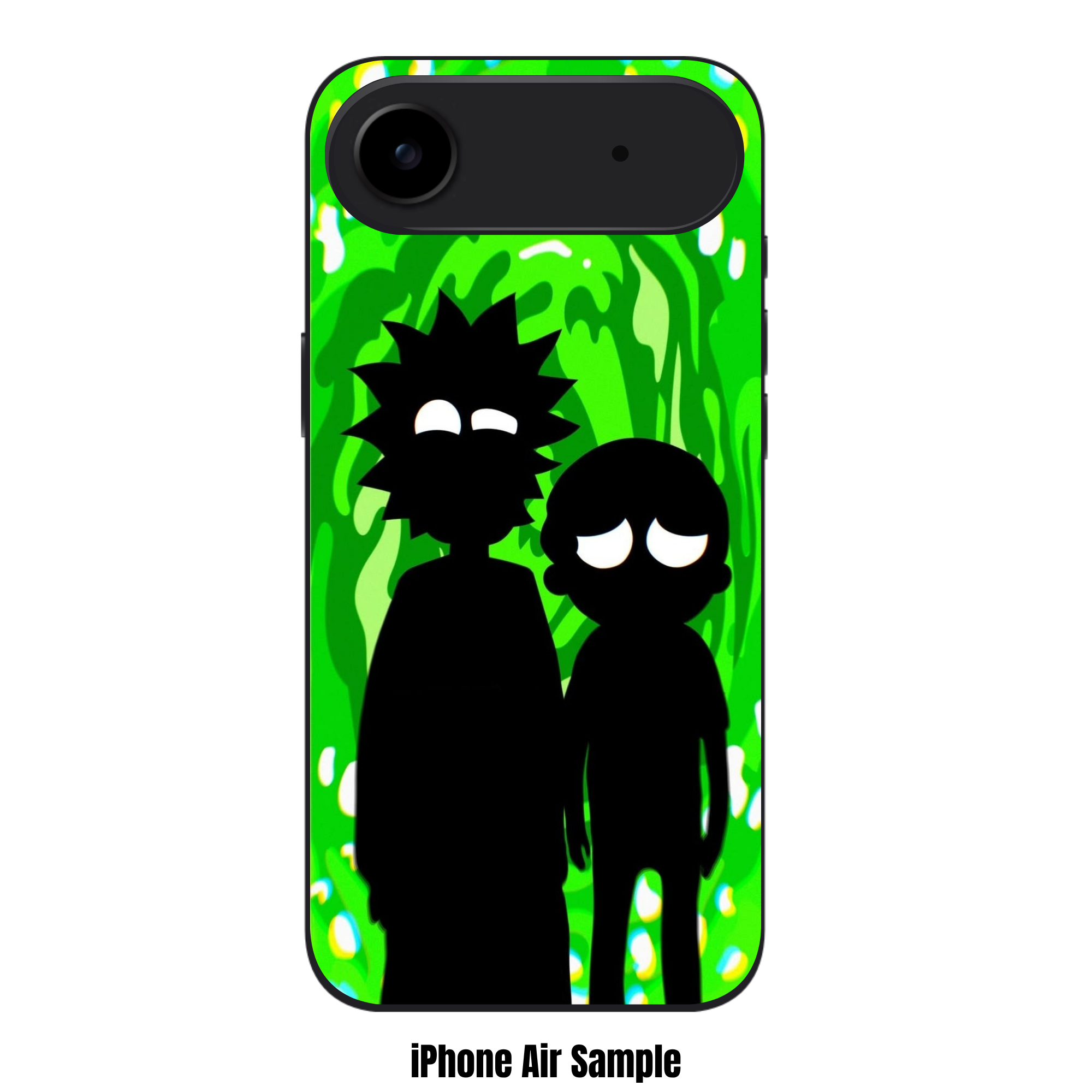 Rick And Morty Phone Case For iPhone Samsung Galaxy Pixel - Rick And Morty Silhouette On Green Portal Background