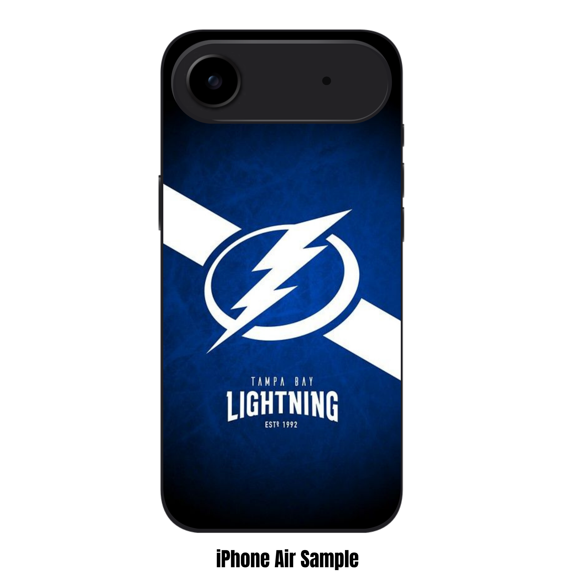 NHL Tampa Bay Lightning Phone Case For iPhone Samsung Galaxy Pixel - Tampa Bay Lightning Logo And Diagonal Stripe On Textured Blue Background