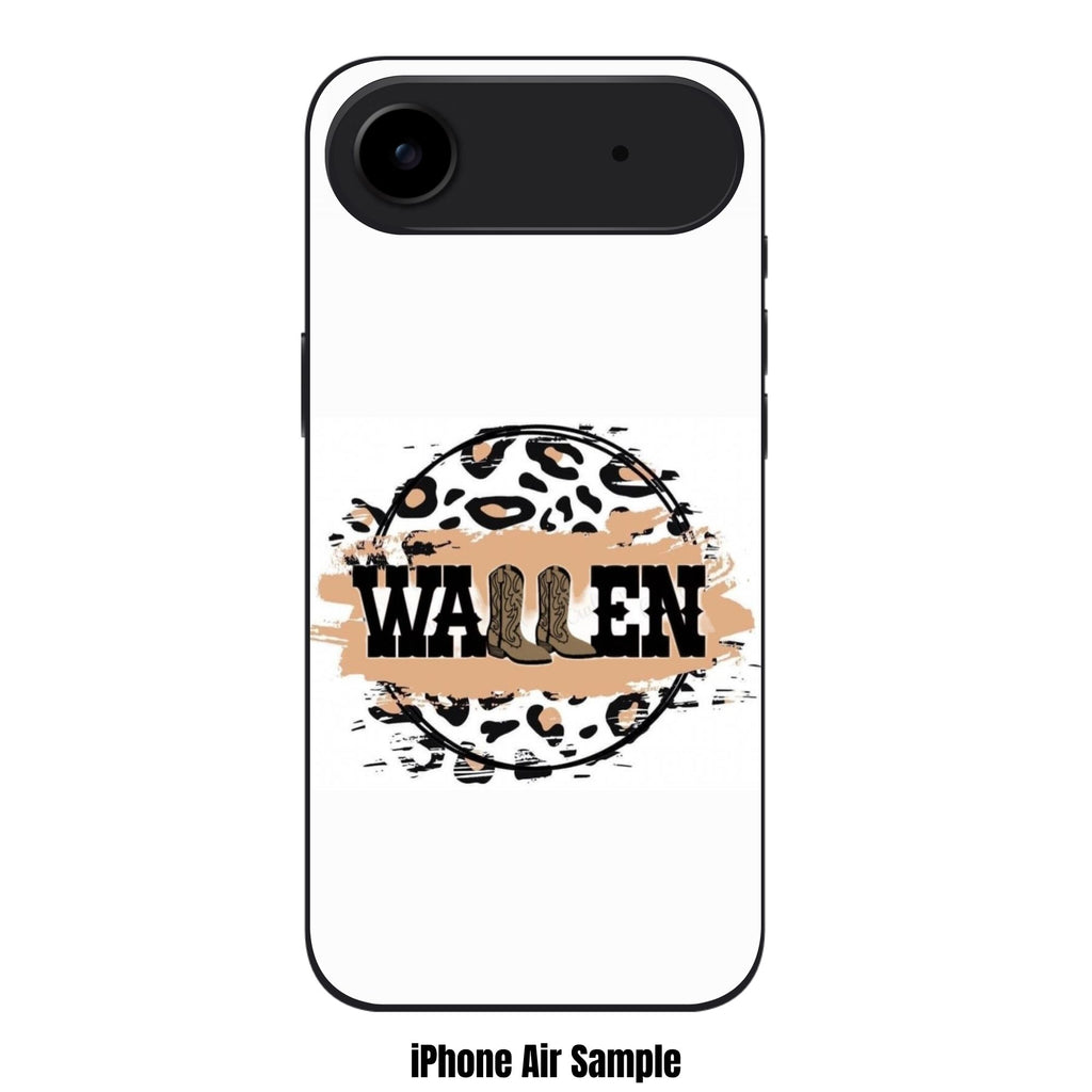 Morgan Wallen Phone Case For iPhone Samsung Galaxy Pixel - Morgan Wallen Cheetah Print Graphic With Cowboy Boots In White Background