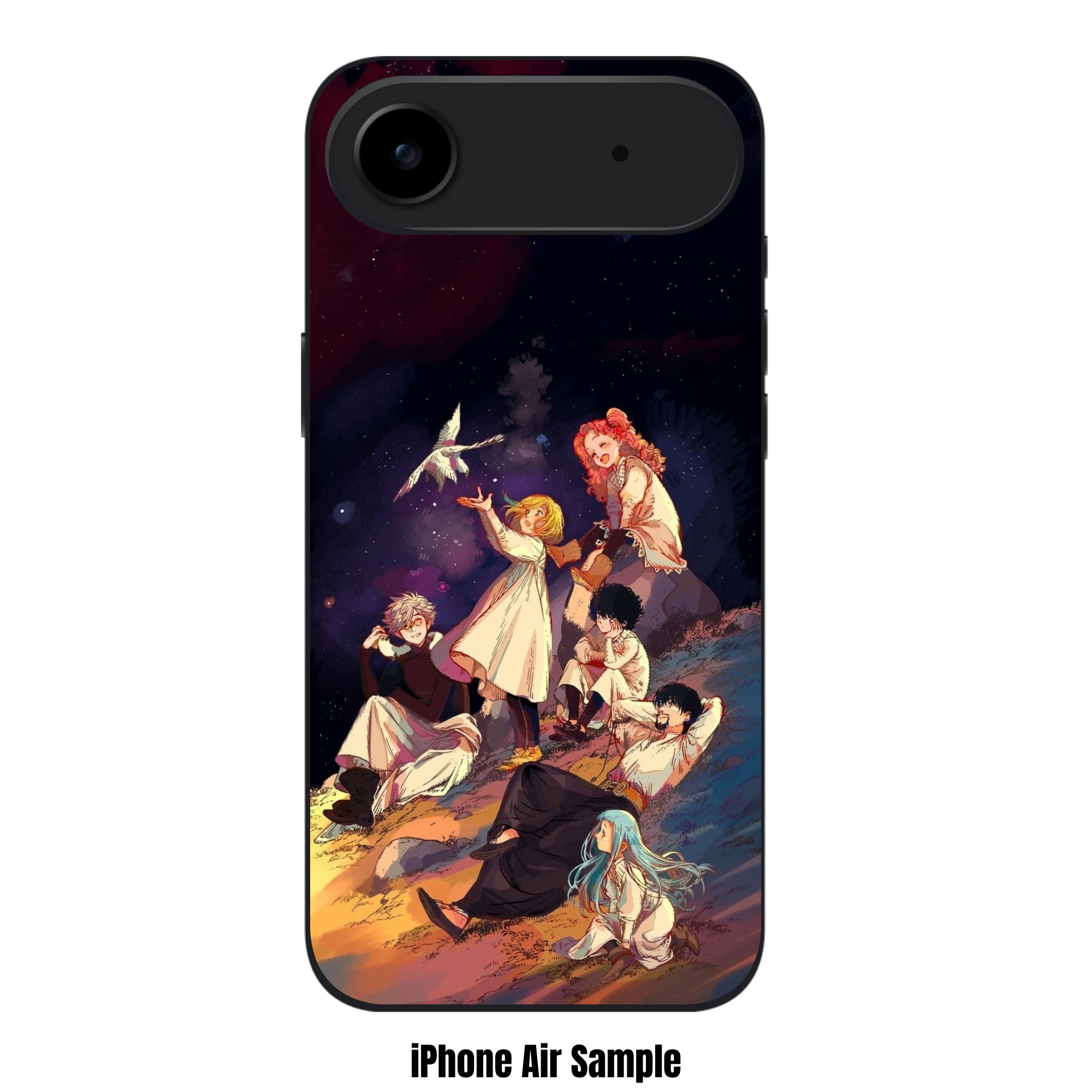 Witch Hat Atelier Phone Case For iPhone Samsung Galaxy Pixel - Witch Hat Atelier Main Cast Relaxing On Grassy Hilltop Under Starry Night Sky Background