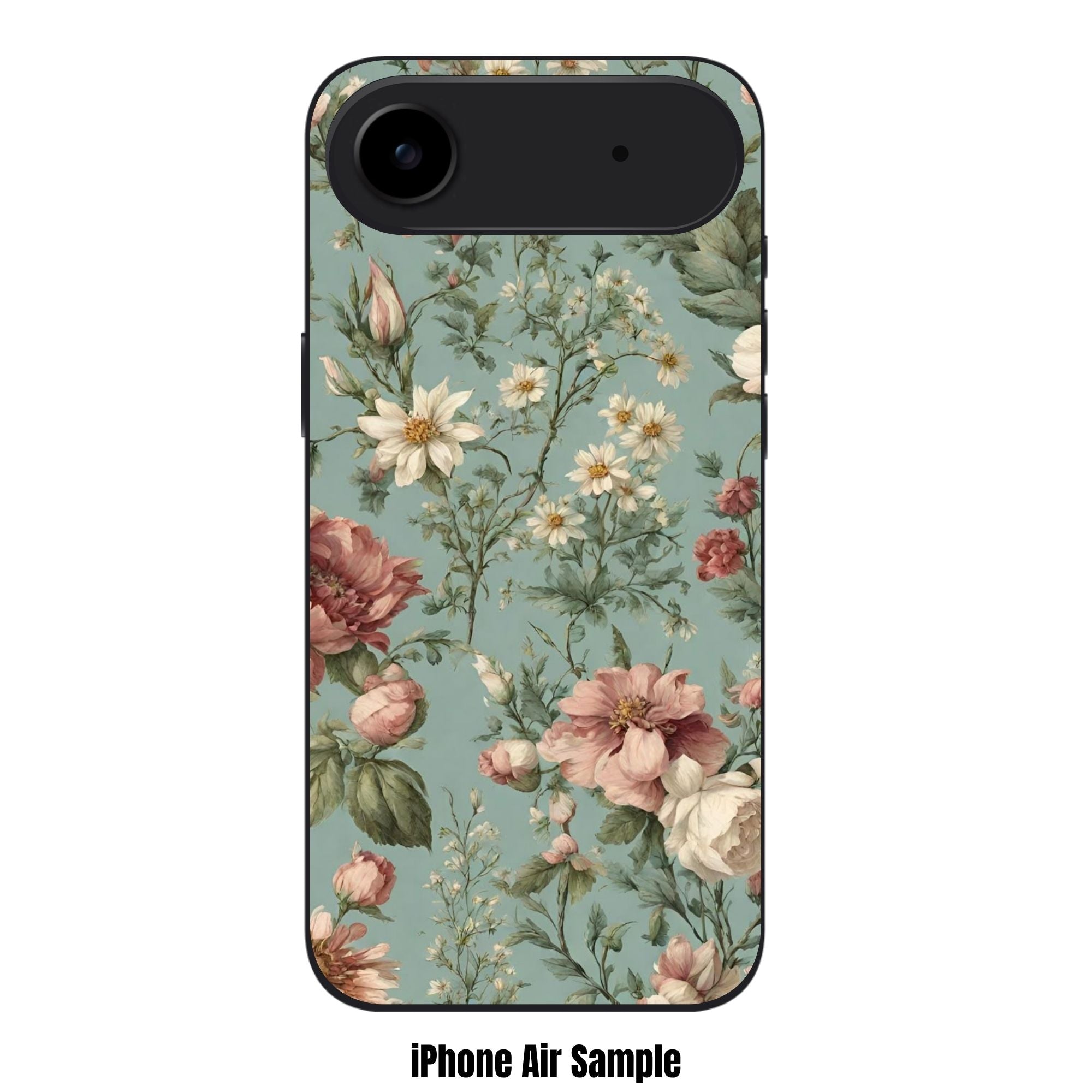 Floral Pattern Phone Case For iPhone Samsung Galaxy Pixel - Vintage Peony And Daisy Floral Pattern On Sage Green Background