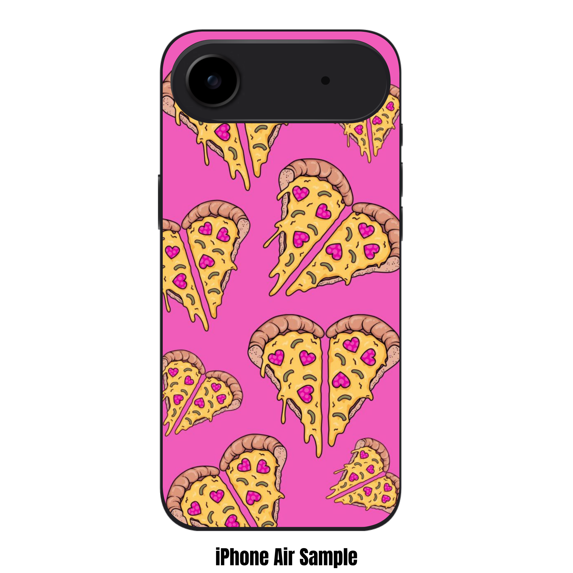 Pizza Pattern Phone Case For iPhone Samsung Galaxy Pixel - Cute Pink Heart Pepperoni Pizza Pattern In Pink Background