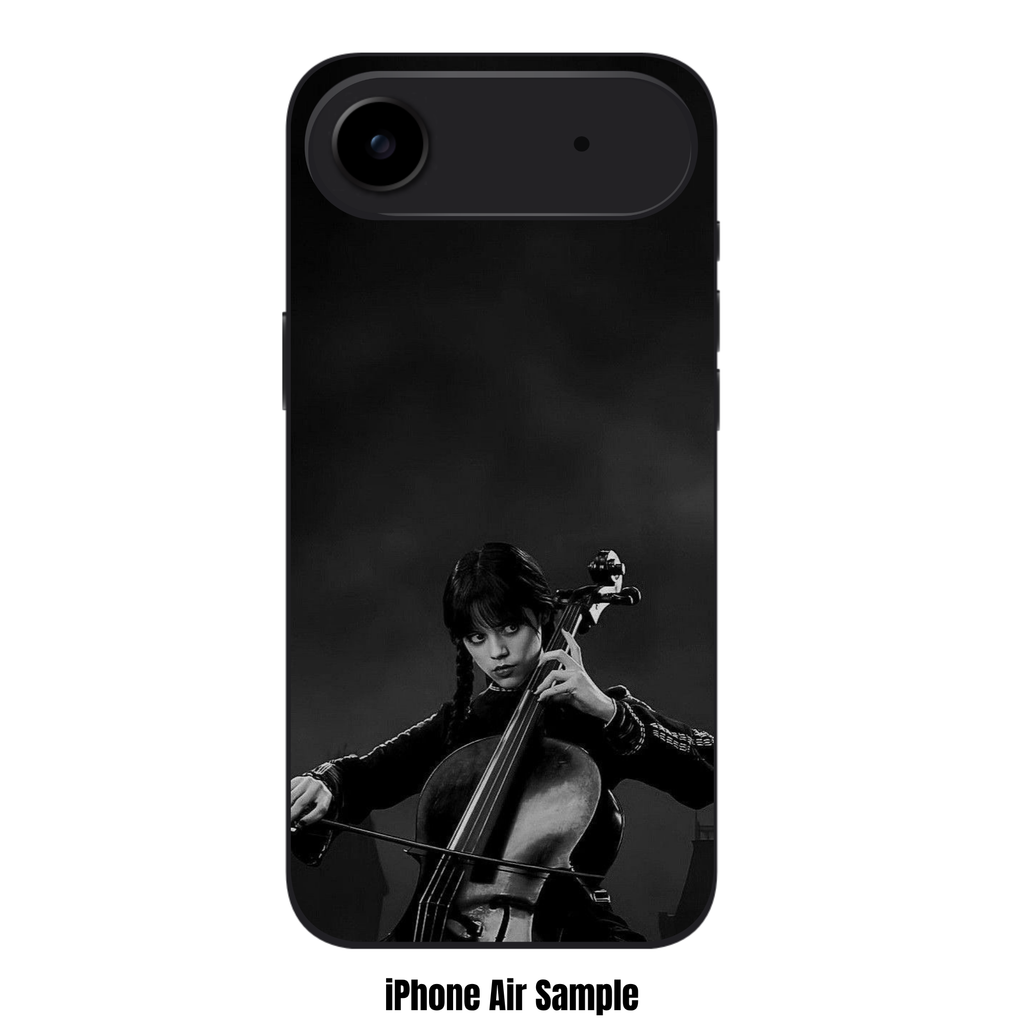 Wednesday Phone Case For iPhone Samsung Galaxy Pixel - Wednesday Addams Playing Cello On Dark Cloudy Background
