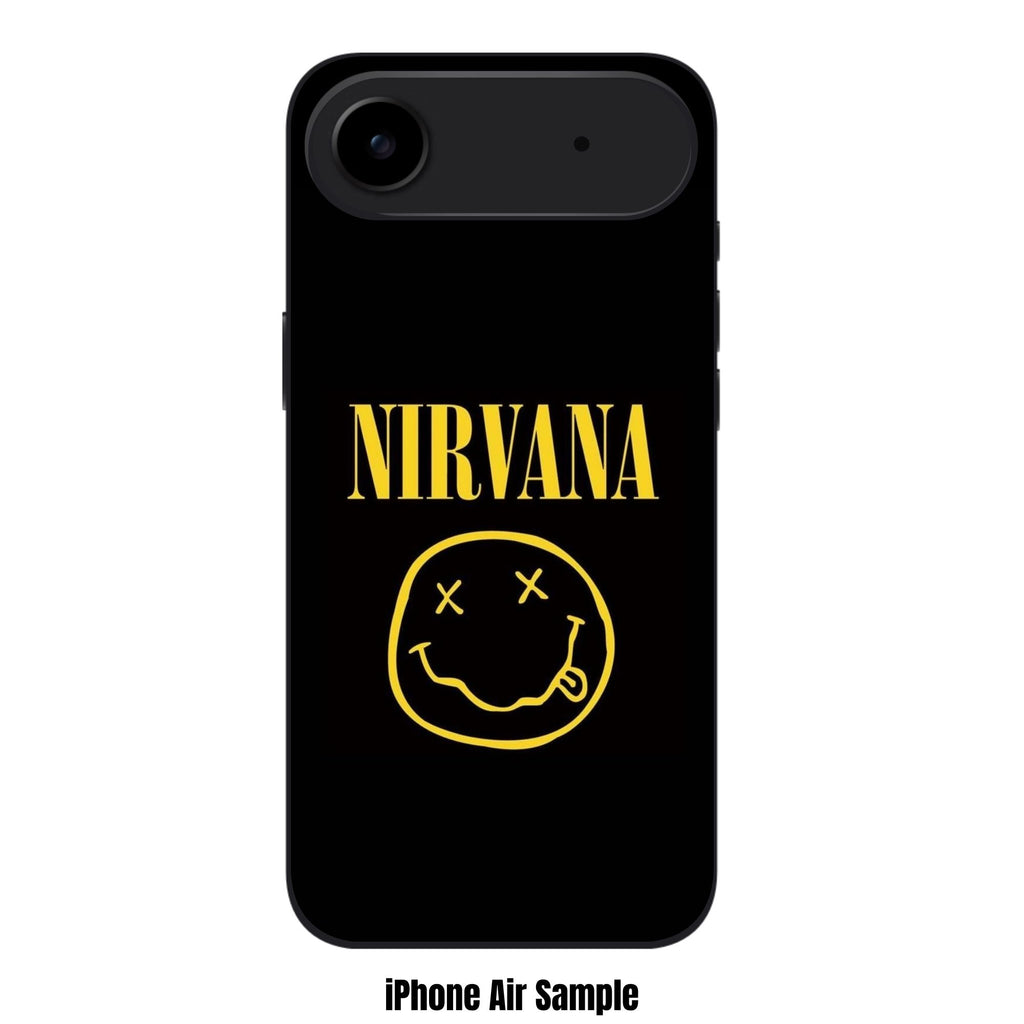 Nirvana Phone Case For iPhone Samsung Galaxy Pixel - Nirvana Iconic Smiley Face Logo In Black Background