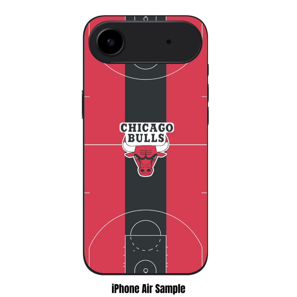 NBA Chicago Bulls Phone Case For iPhone Samsung Galaxy Pixel - Chicago Bulls Logo On Red And Black Basketball Court Art